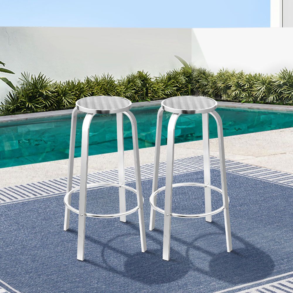 Gardeon 2-Piece Outdoor Bar Stools Set - Aluminum Bistro Chairs for Patio, Garden, Kitchen & Indoor Use - Weather-Resistant & Lightweight Dining Chairs for Backyard, Deck & Restaurant
