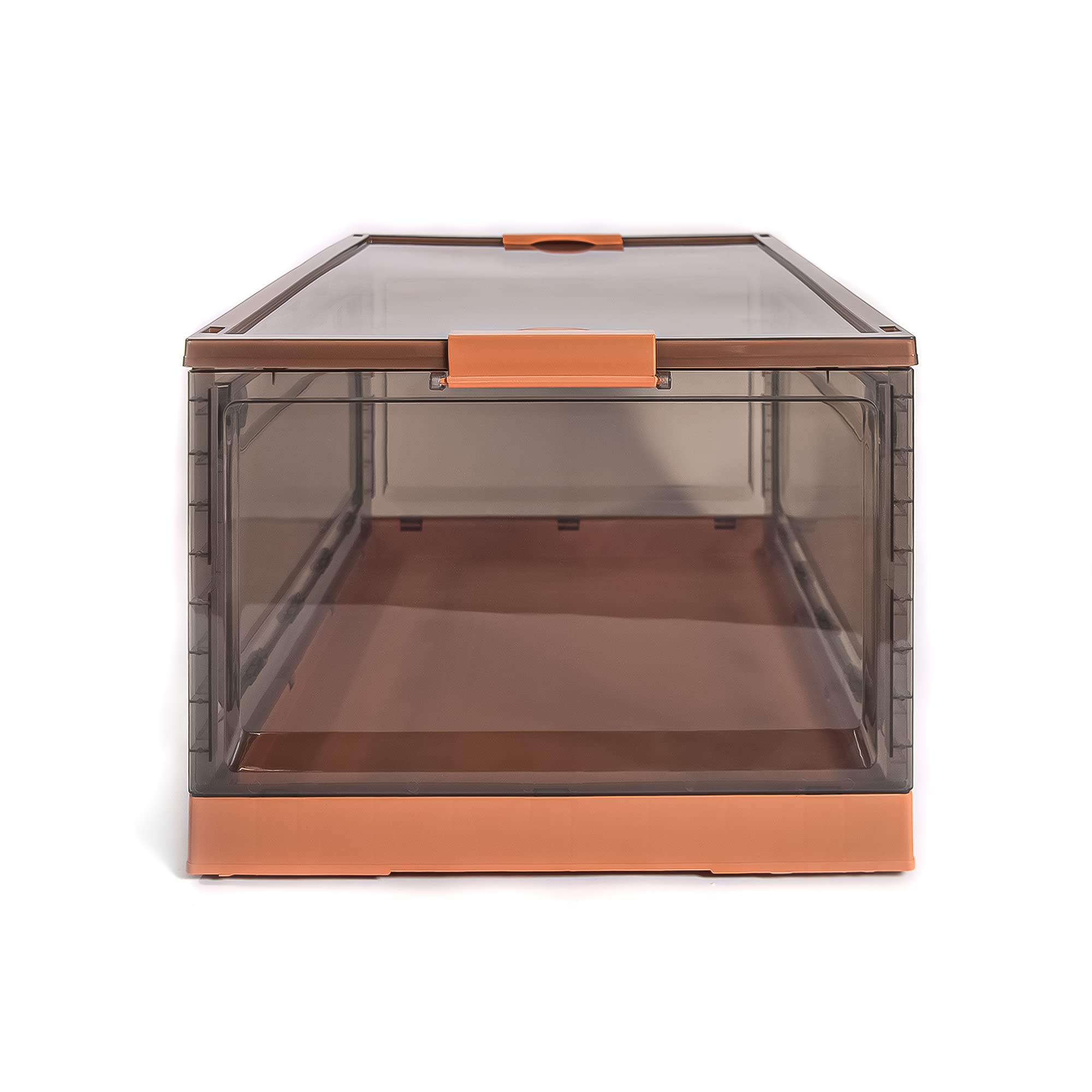 Best 2-Pack X-Large Storage Bins with Side Opening - Stackable, Collapsible & Foldable Storage Boxes for Home & Office Organization - Ideal for Closet, Garage, Kids Room & Laundry Storage (X-Large, Orange)