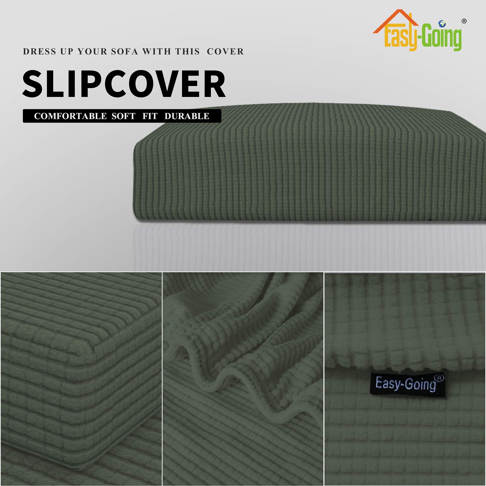 Stretchable Sofa Cushion Cover - Elastic Chair Slipcover with Soft Fabric, Furniture Protector for Living Room (Olive Green) | Perfect for Home Decor, Lounge Seating & Pet-Friendly Furniture Protection