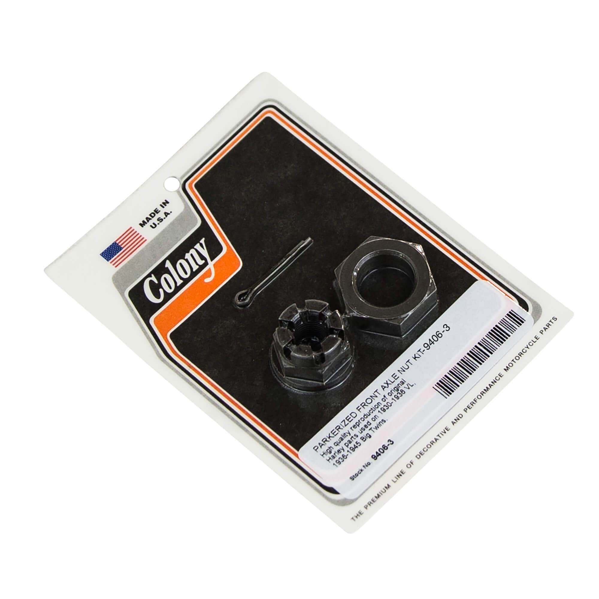1930-1945 Harley Davidson VL & Big Twins Front Axle Nut Kit - Parkerized Finish for Enhanced Durability - Perfect for Restoration & Custom Bike Projects