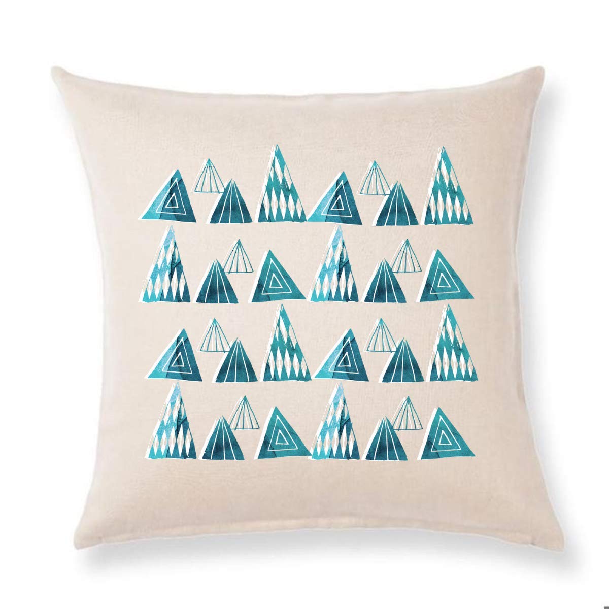Abstract Trees with Mountains Throw Pillow Cover - Vintage Farmhouse Home Decor for Living Room, Bedroom & Sofa - 18x18 Inch Decorative Cushion Cover
