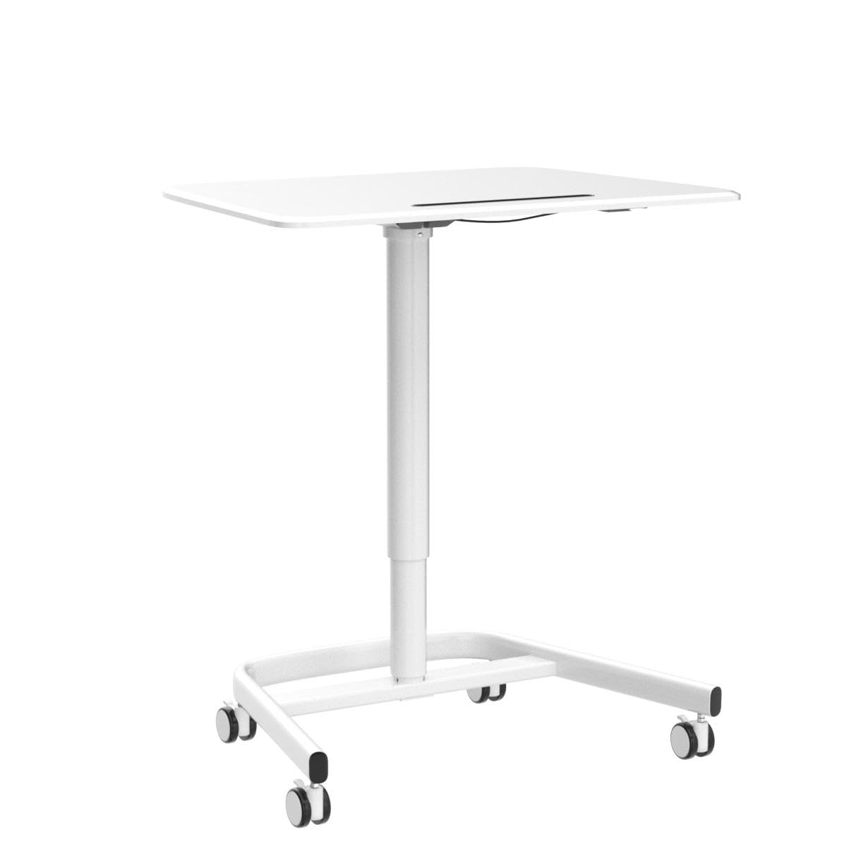 Duronic Adjustable Height Sit Stand Desk WPS77 - White Ergonomic Workstation with Tablet Holder | 71x50cm Portable Mobile Desk with Lockable Wheels | 15kg Weight Capacity for Home Office, Study & Gaming | Perfect for Adults & Kids Workspaces