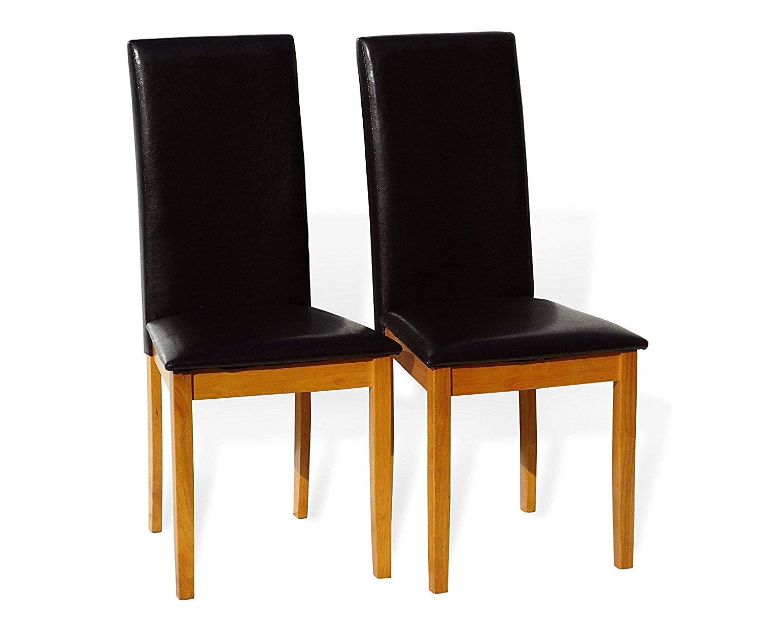 2-Piece Contemporary Dining Chair Set - Solid Wood Maple Finish with Padded Seat - Perfect for Kitchen, Breakfast Nook & Small Space Dining Areas