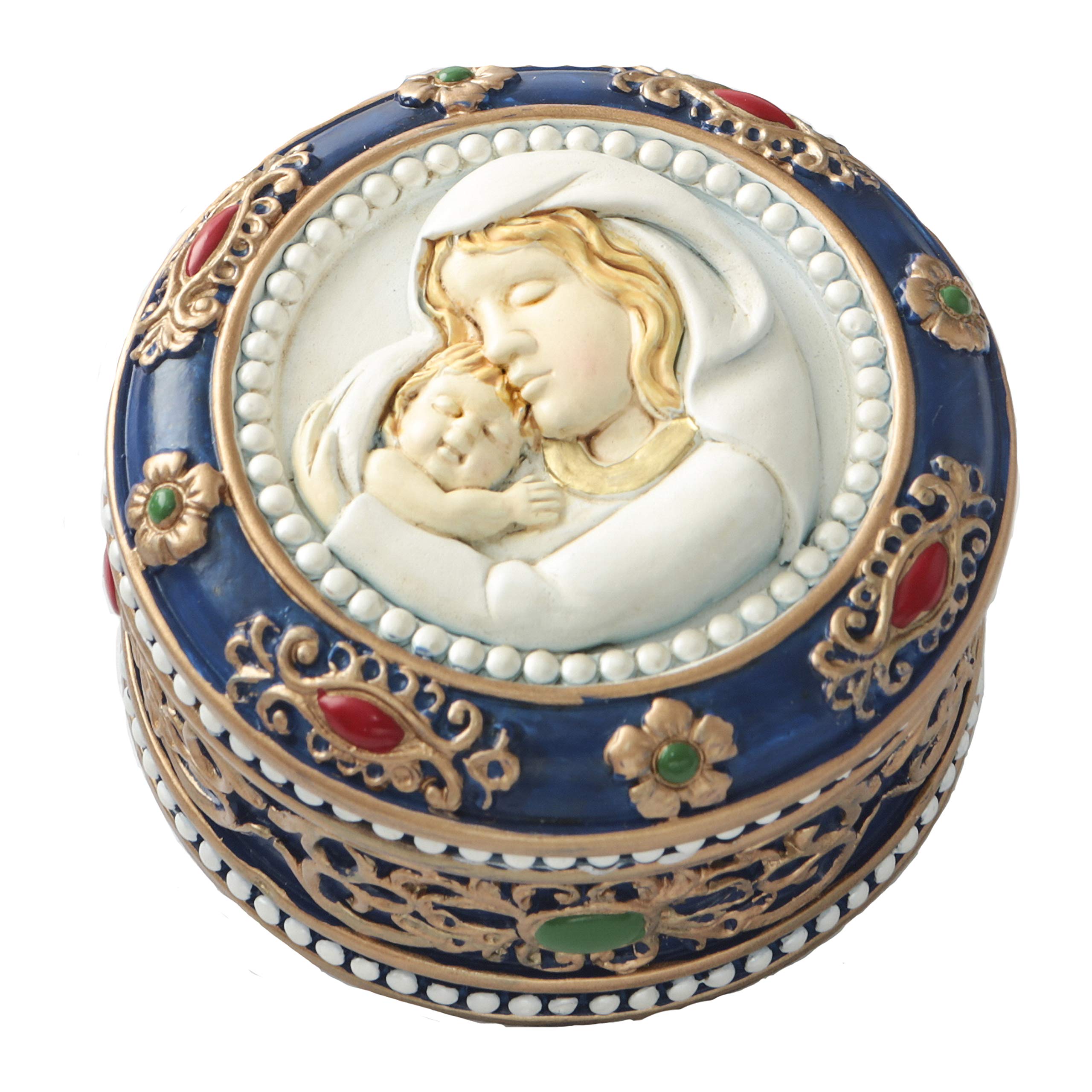 Fashioncraft Baptism First Communion Christening Favors - Madonna and Child Rosary Trinket Box Set of 5 | Perfect for Religious Gifts, Baby Showers & Wedding Souvenirs