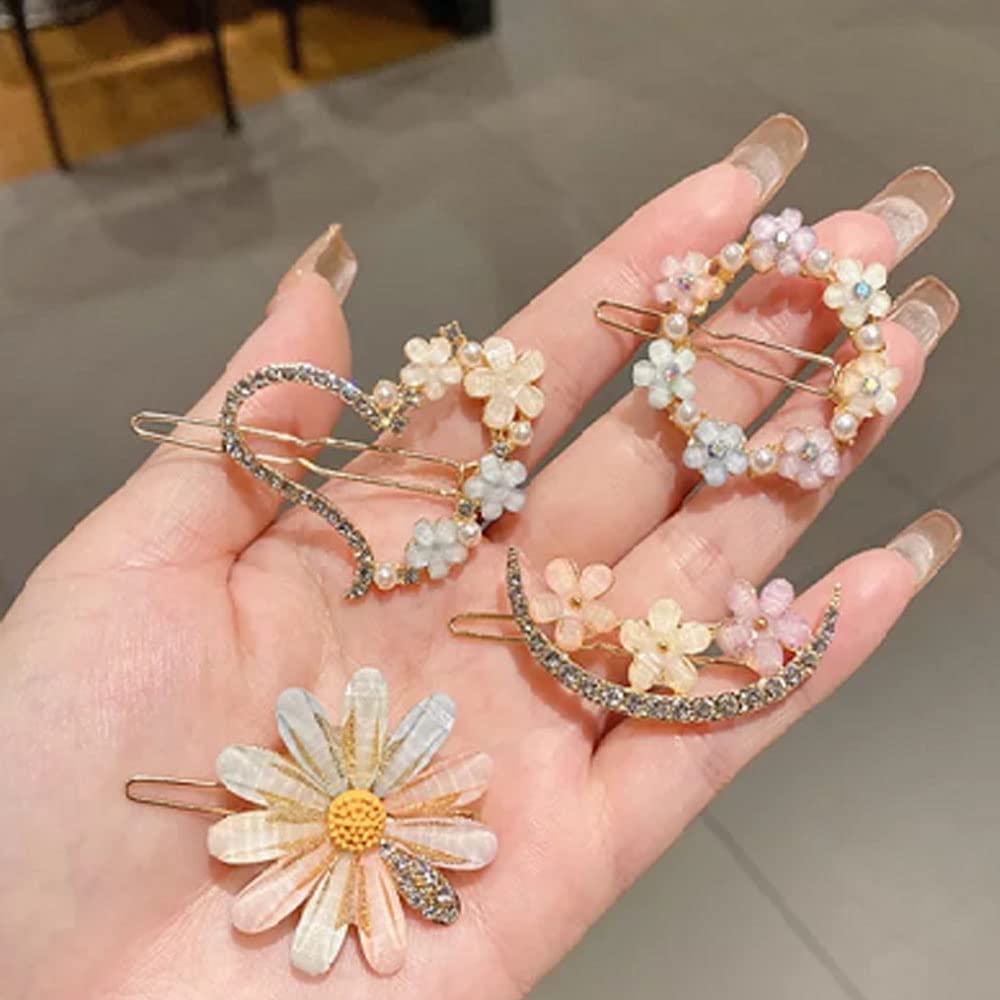 ASG 4-in-1 Crystal Resin Acrylic Hair Clips Set - Elegant Bobby Pins & Side Hair Accessories for Women & Girls - Perfect for Weddings, Parties & Everyday Styling