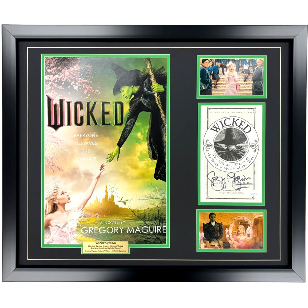 Gregory Maguire Autographed Wicked Book Cover Framed Collage - JSA Certified Authentic Signed Memorabilia - Perfect for Broadway Fans, Book Collectors & Home Theater Decor