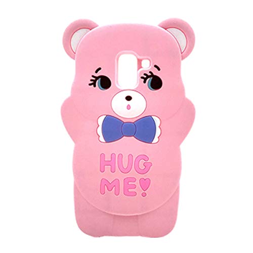 Samsung Galaxy A6 Plus Case - 3D Cute Bear Soft Silicone Phone Cover with Cartoon Animal Design, Kawaii Protective Case for Kids Boys Girls (Pink) - Perfect for School, Travel & Everyday Use