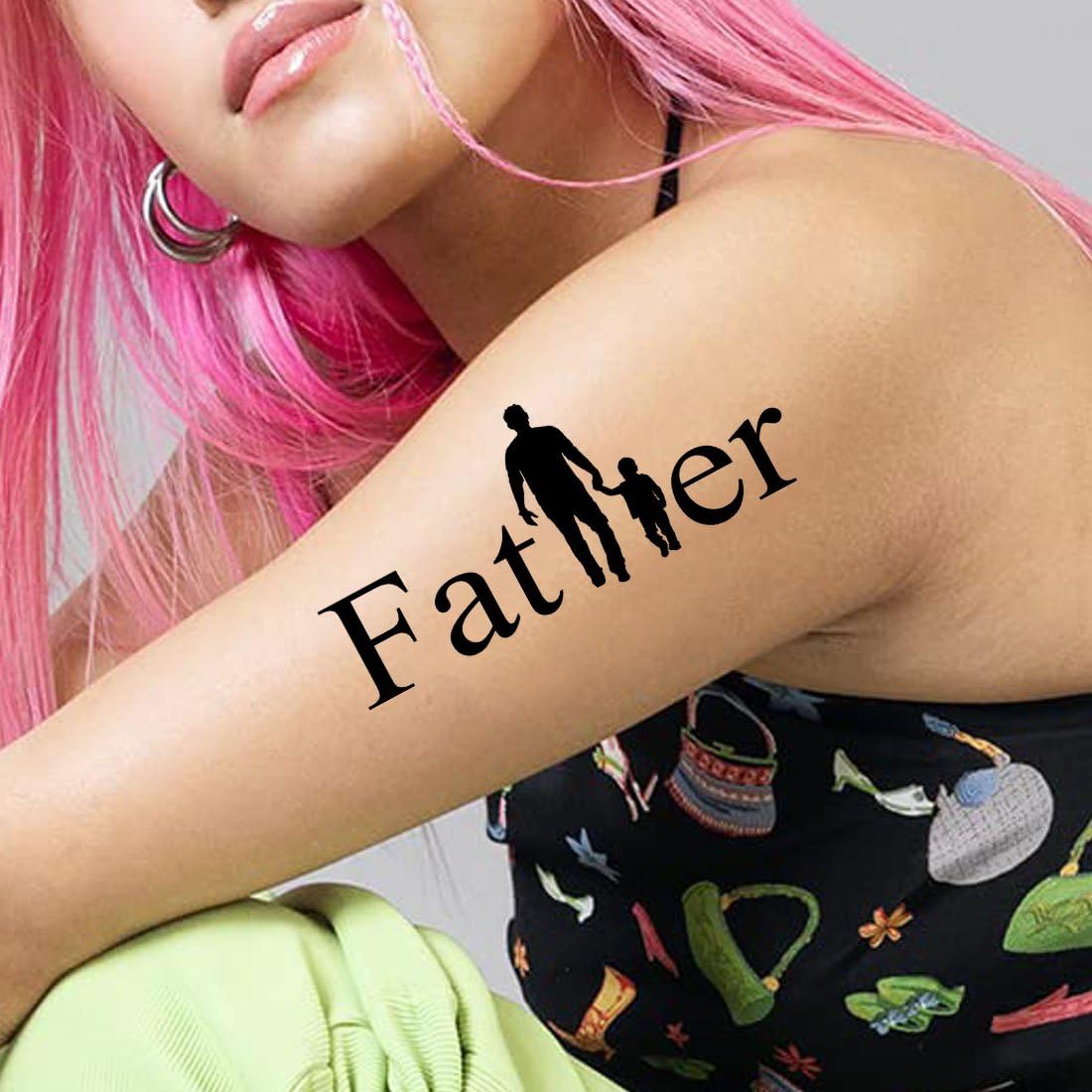 Tatmods Father and Son Black Temporary Tattoo - Waterproof Fake Tattoos for Men & Women - Perfect for Family Bonding, Father's Day Gifts, and Special Occasions