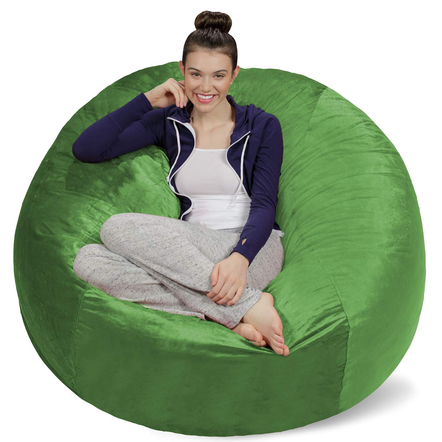 Ultra Soft Plush Sofa Sack Bean Bag Chair with Memory Foam & Microsuede Cover - 5ft Foam Filled Furniture for Dorm Room, Living Room & Game Room - Comfortable Seating for Relaxing, Lounging & Gaming (Lime Green)