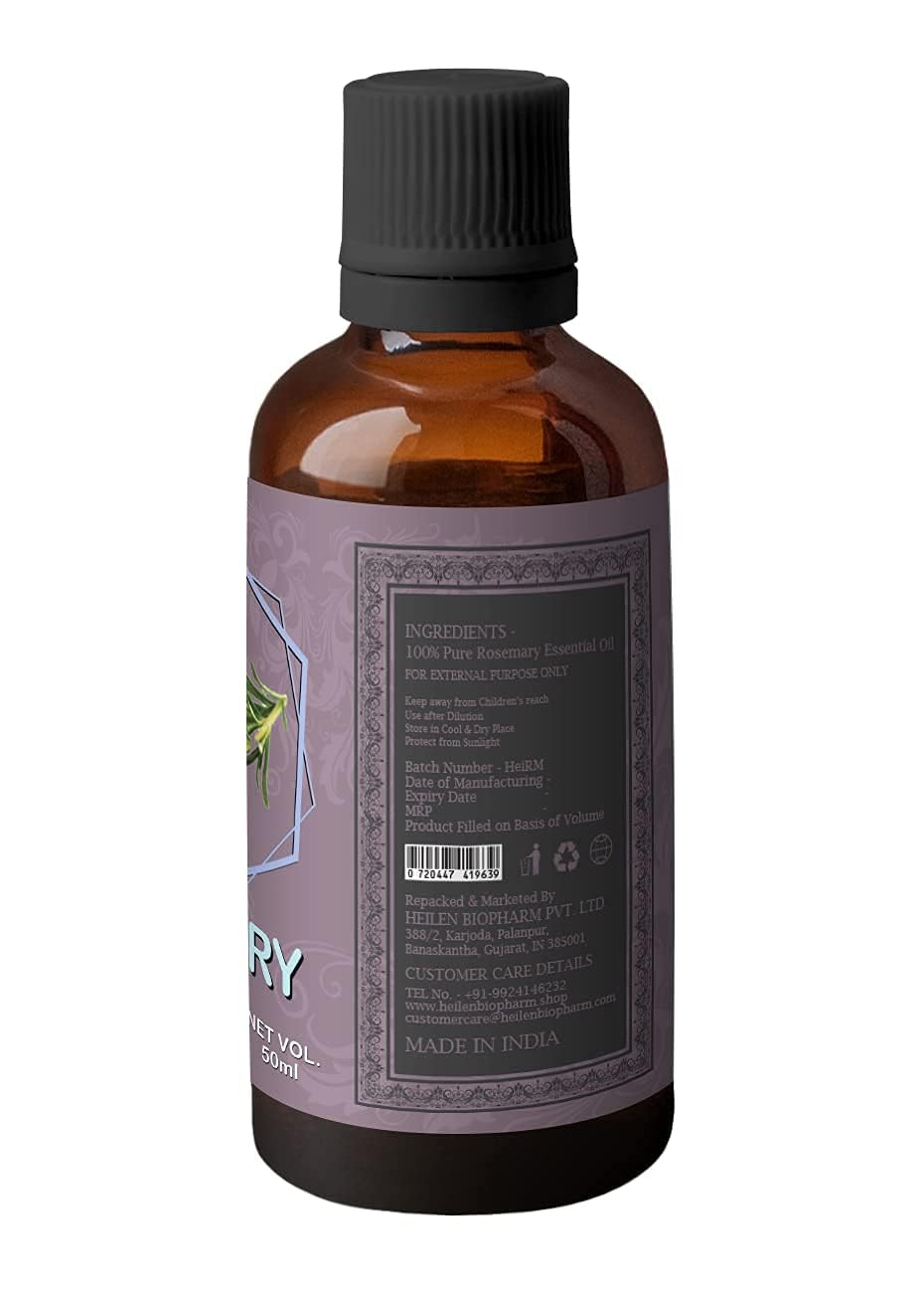 Organic Rosemary Essential Oil for Skin & Hair Care - 50mL Pure Therapeutic Grade Aromatherapy Oil | Natural Body Nourishment & Relaxation | Perfect for Massage, Diffuser & DIY Beauty Products