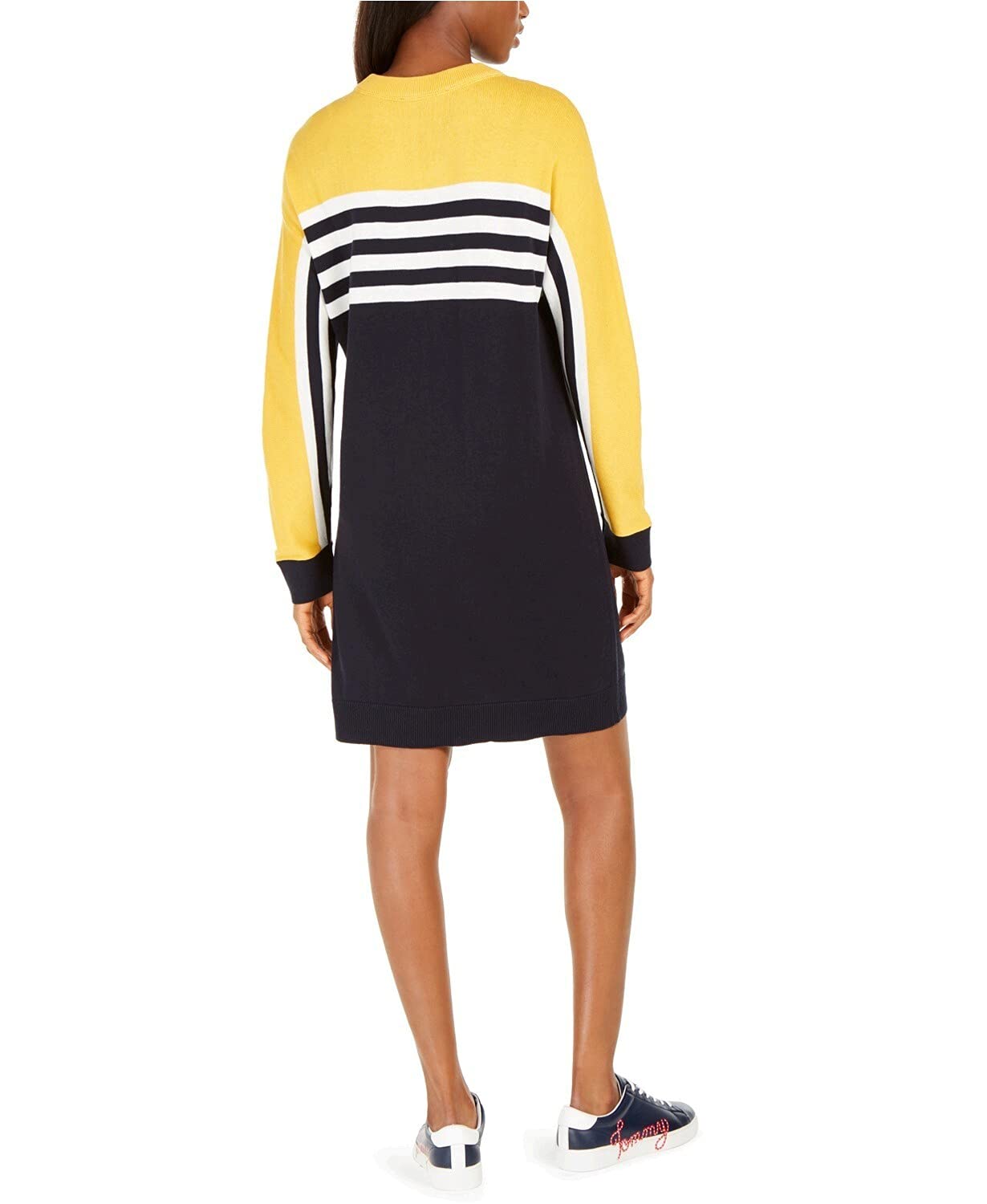 Tommy Hilfiger Women's Striped Sweater Dress - Casual & Cozy Knit Dress for Fall & Winter, Perfect for Office, Dates, and Holiday Outfits