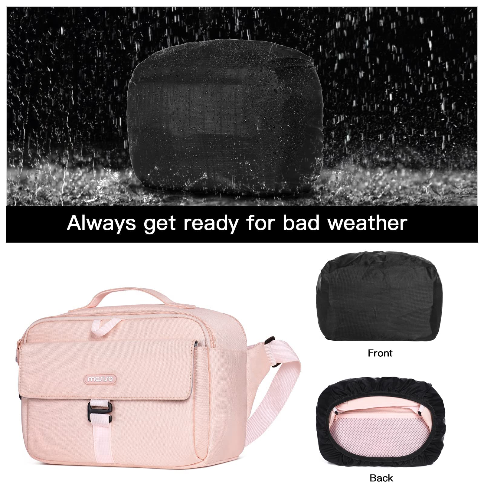 MOSISO Waterproof DSLR Camera Backpack 15-16 Inch - Hardshell Case & Crossbody Messenger Bag for Canon Nikon Sony Mirrorless/SLR Cameras (Pink) - Perfect for Travel, Photography & Outdoor Adventures