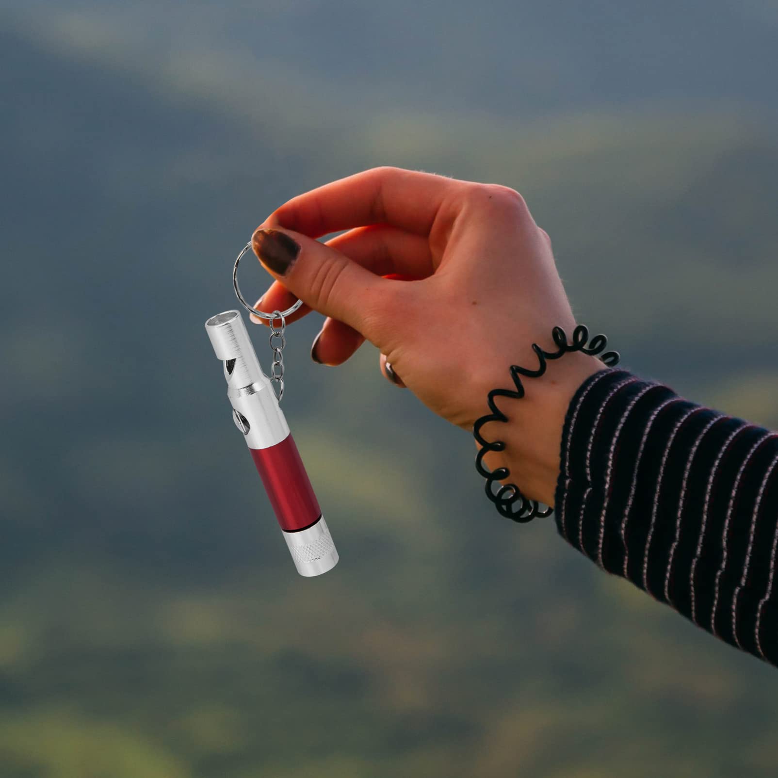 2-Pack Aluminum Alloy Survival Whistles with Emergency Compass - Loud Safety Whistle for Kayaking, Hiking, Camping & Outdoor Adventures - Includes Mini Flashlight for Emergency Situations