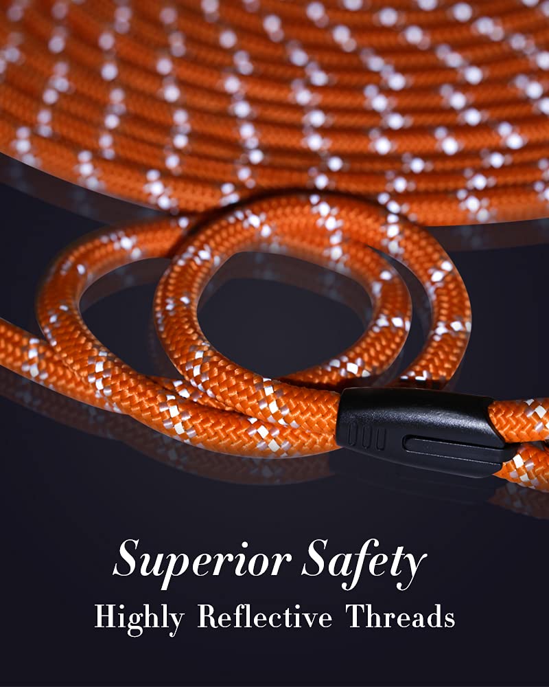 100FT Extra Long Reflective Dog Leash - Heavy Duty Training Lead for Large, Medium & Small Dogs - Perfect for Walking, Playing, Camping & Yard Use - Durable Check Cord for Outdoor Activities