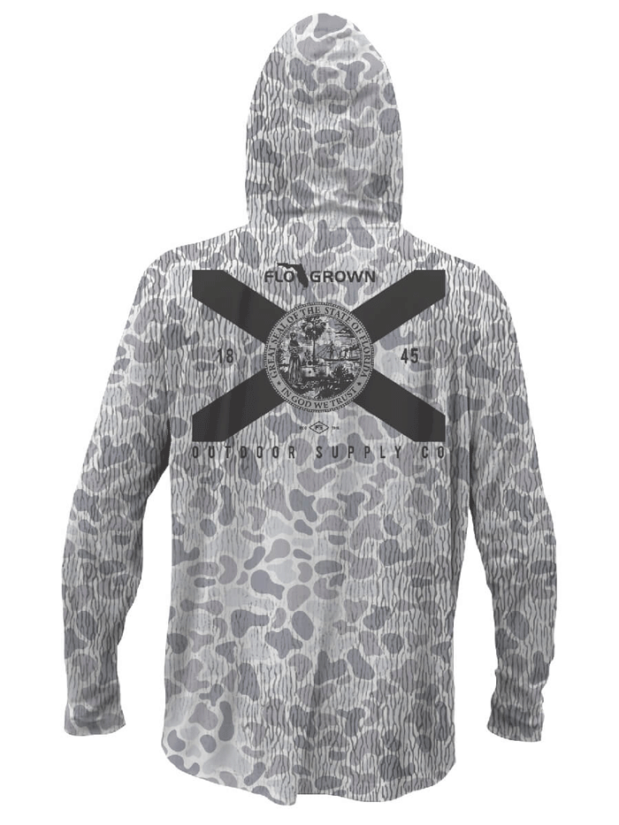 FloGrown FGP 471 Men's Woodland Camouflage Performance Hoodie - Lightweight, Breathable & Durable for Hunting, Hiking & Outdoor Adventures
