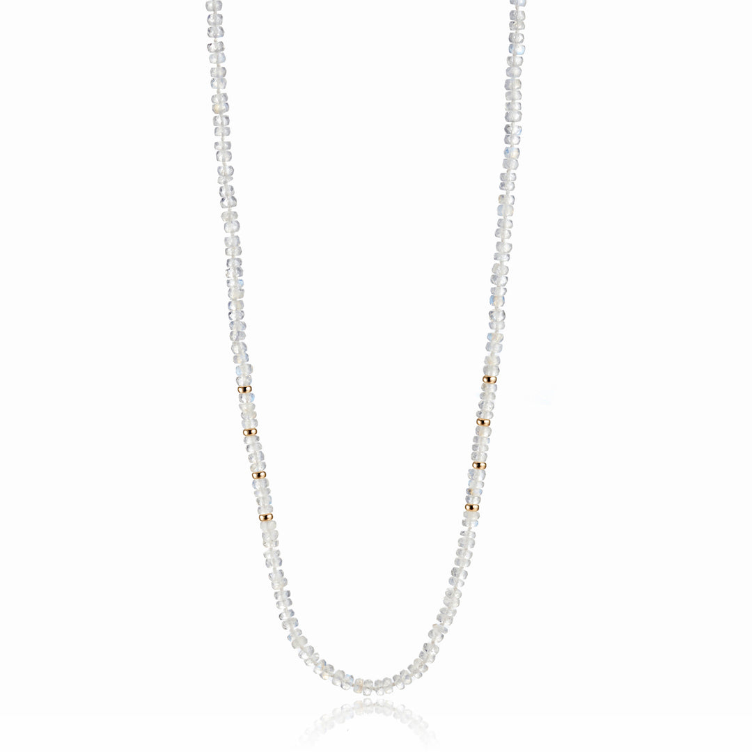 Moonstone & Gold Station Rope Necklace - Elegant Dainty Jewelry for Women, Perfect for Weddings, Parties & Everyday Wear