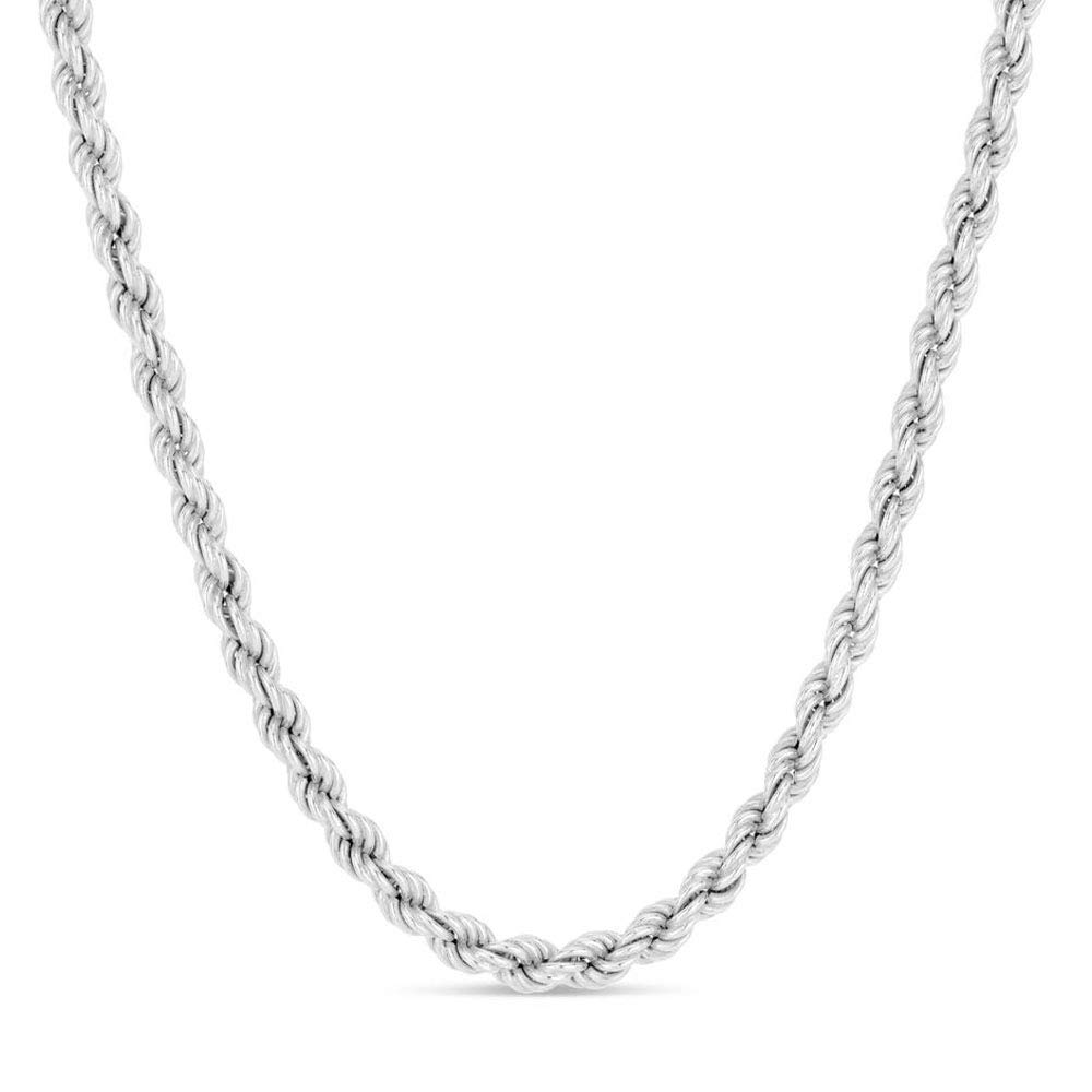 Verona Jewelers 925 Sterling Silver 4MM Italian Diamond-Cut Rope Chain Necklace for Men & Women - Braided Twist Silver Jewelry (16-36 Inch) - Perfect for Gifts, Weddings & Everyday Elegance