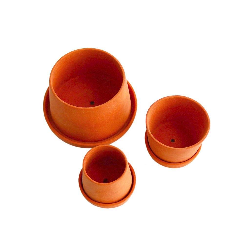 3-Pack Mini Terracotta Plant Pots - Brown Clay Flower Pots for Succulents, Herbs & Small Plants | Indoor & Outdoor Home Decor, Office Desk Decor, Garden Planting