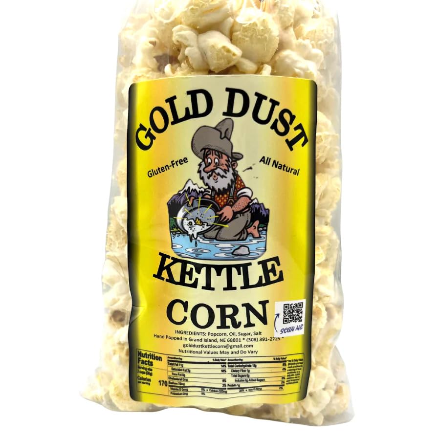 Premium Gold Dust Kettle Corn - Sweet & Salty Non-GMO Popcorn Snack | Fresh Popped in Nebraska | 2.5oz Bags (2-Pack) | Perfect for Movie Nights, Road Trips & Office Snacking