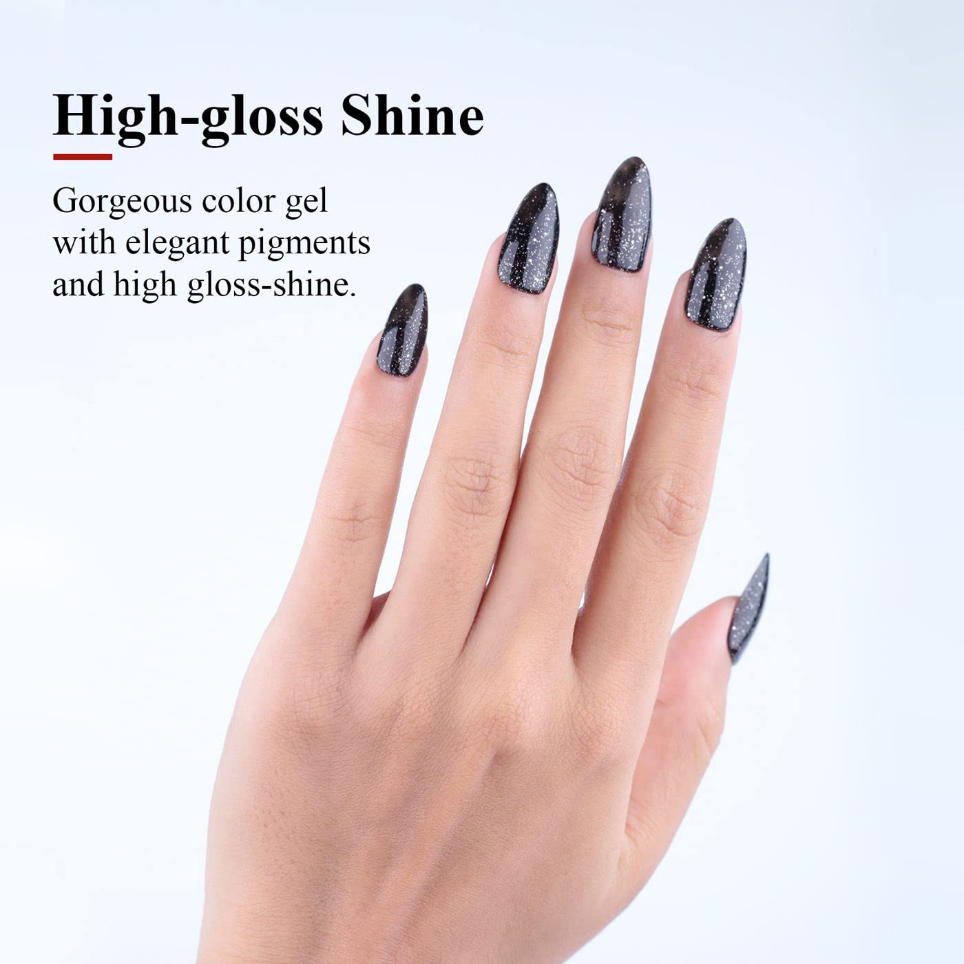 Imtiti Black Glitter Gel Nail Polish - 0.5 Fl Oz Soak Off LED/UV Gel Polish for DIY Nail Art, Manicure & Salon Use | Perfect for Parties, Weddings & Special Occasions