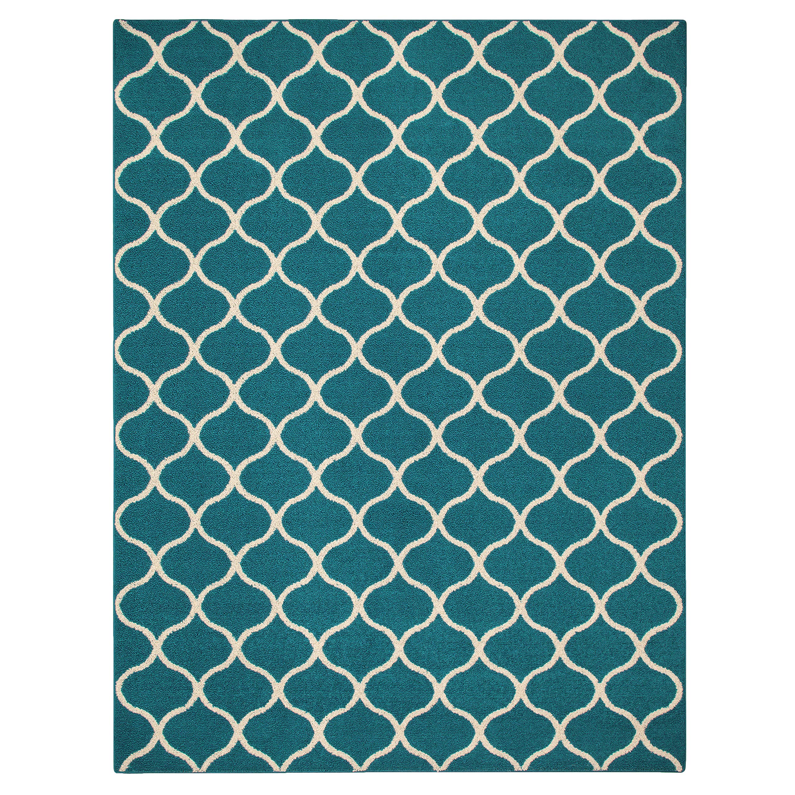 Maples Rugs Rebecca Modern Area Rug – 7x10 Feet Teal & Sand Handmade in USA – Soft & Durable for Living Room, Bedroom, Nursery & Office Decor
