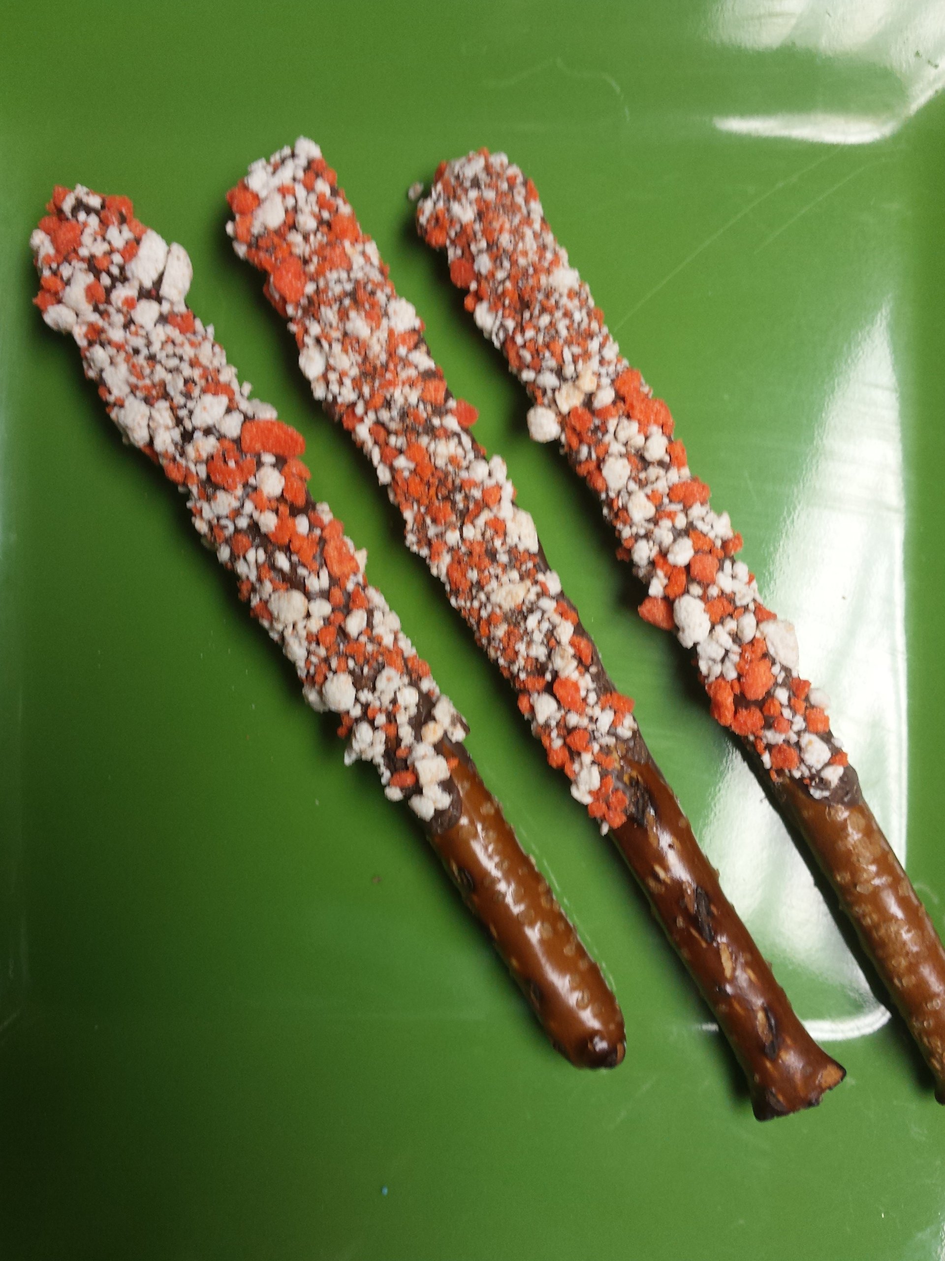 Orange Crunch Chocolate Covered Pretzel Rods - 16 Pieces | Party Favors, Holiday Treats & Gift Ideas for Birthdays, Christmas & Events