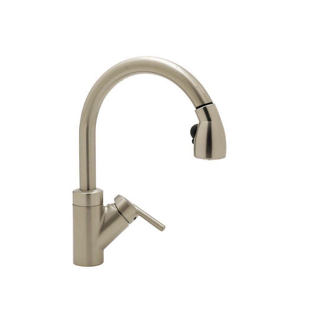 Blanco Rados Single Handle Pull Down Sprayer Kitchen Faucet in Satin Nickel 798153 - Modern Stainless Steel Sink Faucet for Home & Restaurant Use