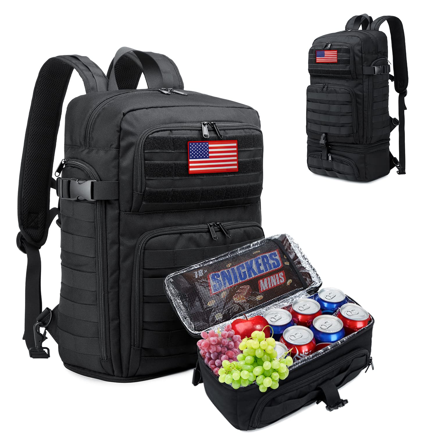 BERTASCHE Men's 15.6 Inch Laptop Backpack - Waterproof Work Backpack for College, Travel, Camping & Daily Commute with Tactical Molle Design - Perfect for Office, School & Outdoor Adventures (Black)