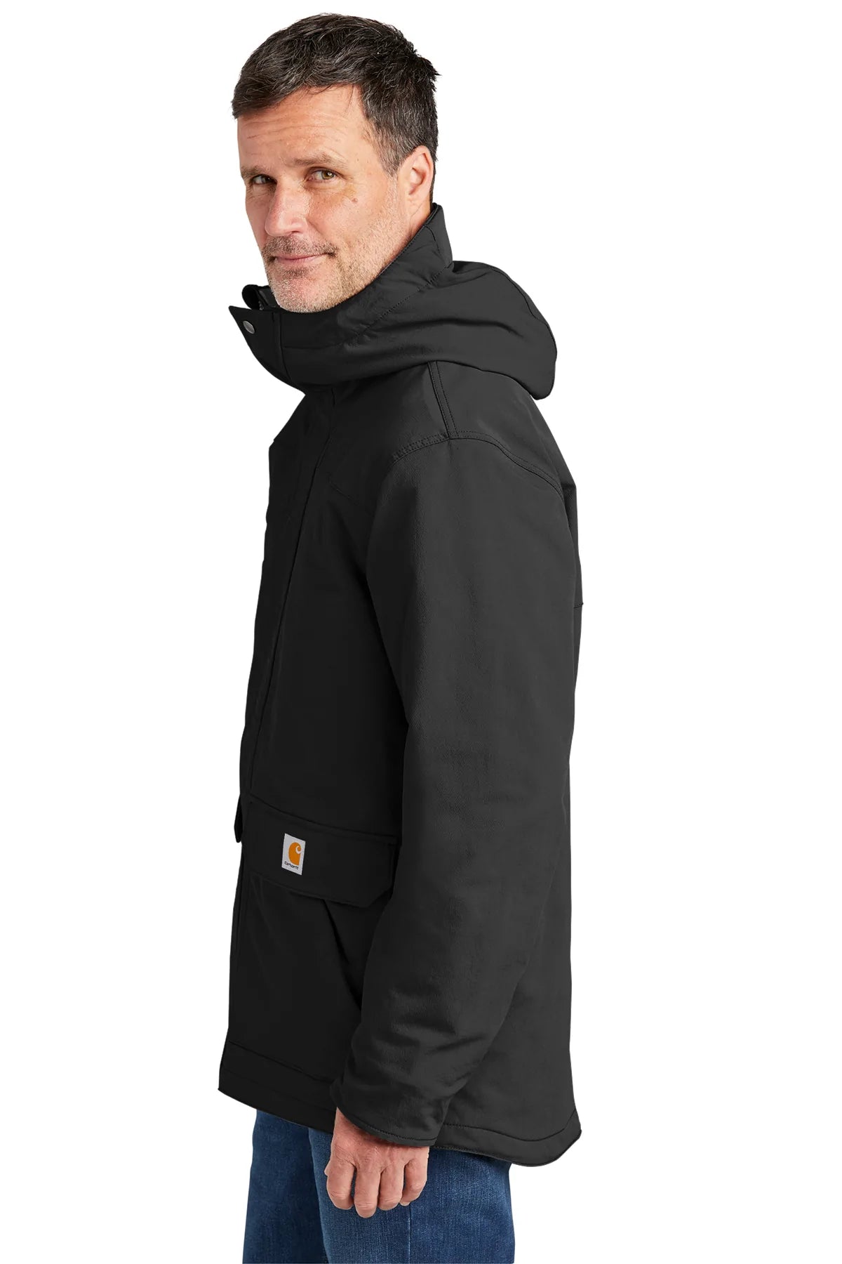 Carhartt Super Dux Hooded Customized Coat for Men & Women - Heavy Duty Work Jacket with Hood, Black - Ideal for Construction, Outdoor Work & Winter Wear