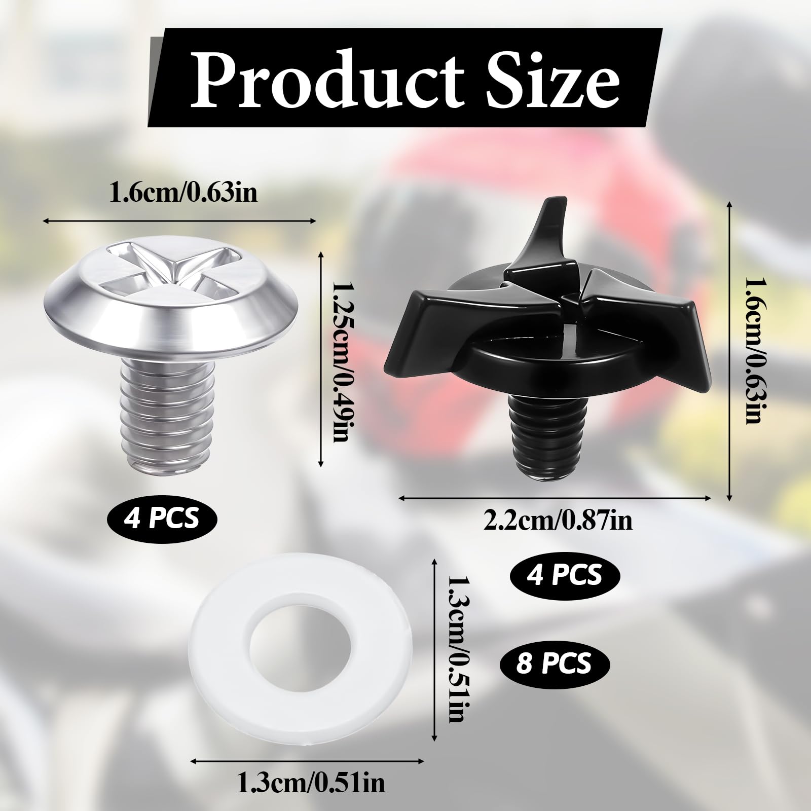 8 PCS Motorcycle Helmet Visor Screws Kit with Rubber Washers - Replacement Fixing Screws Set for Motocross & ATV Helmets - Durable Black Helmet Accessories for Off-Road Riding & Racing