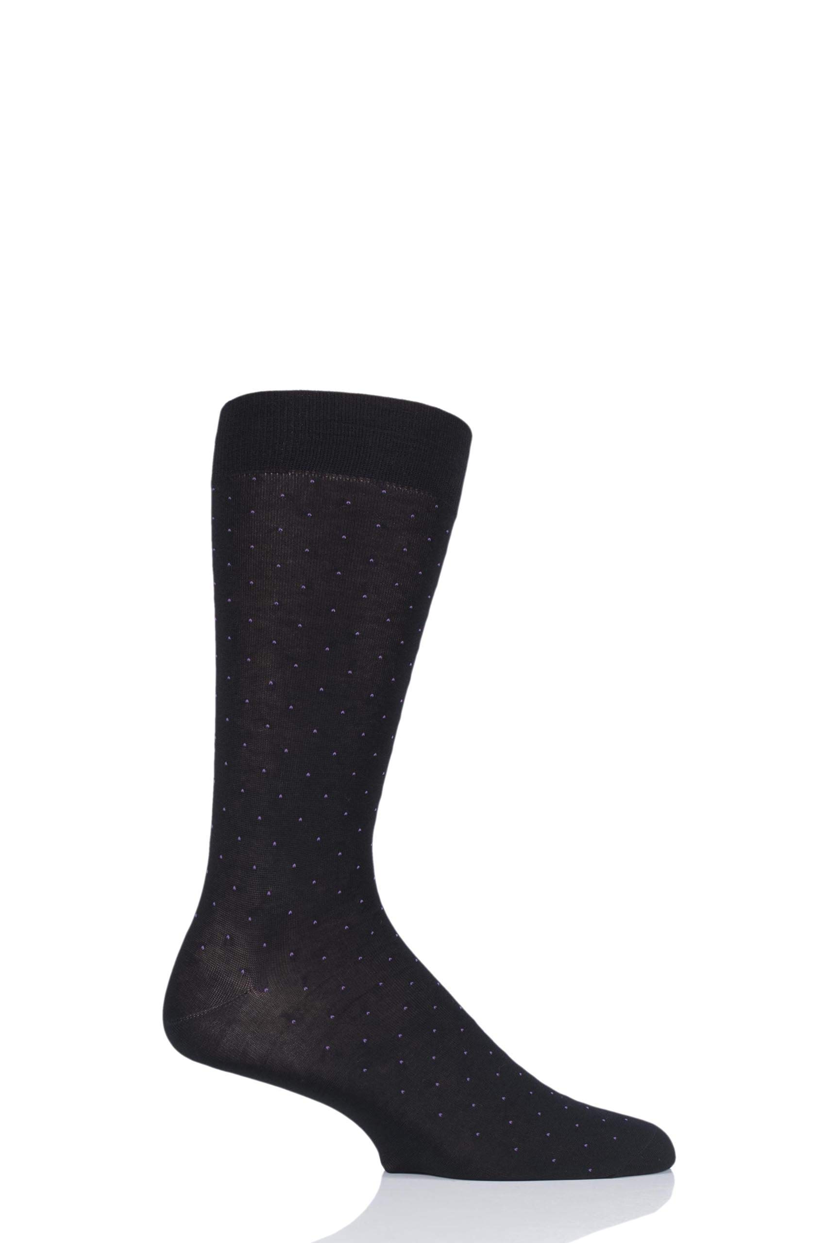 Premium Men's Mid Calf Dress Socks - Black Large Size with Gadsbury Motif & Pindot Design - Perfect for Business, Formal Occasions & Office Wear