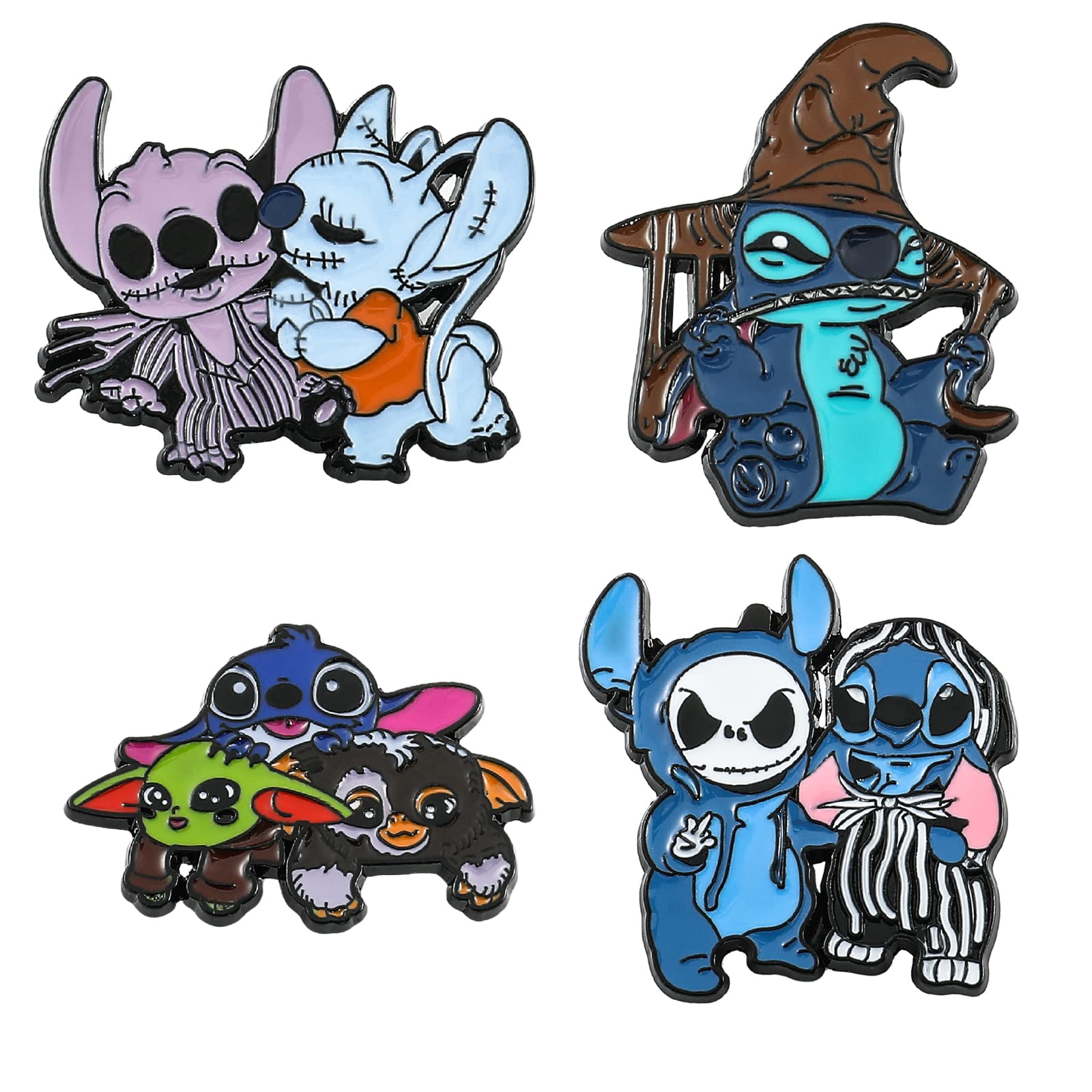 Anime Stitch Ohana Means Family Enamel Pins Set - Kawaii Lapel Pins Brooch for Clothing, Backpack & Hat - Cute Jewelry Accessories Gift for Women & Girls - Perfect for Cosplay, Anime Conventions & Everyday Fashion