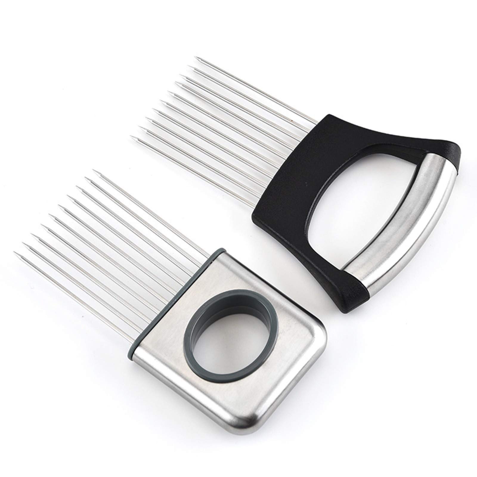 Premium Stainless Steel Onion Holder & Vegetable Slicer - Multi-Purpose Potato Cutter, Food Slice Assistant with Steel Fork for Fast, Safe Chopping | Perfect for Home Kitchen, Meal Prep & Cooking Efficiency