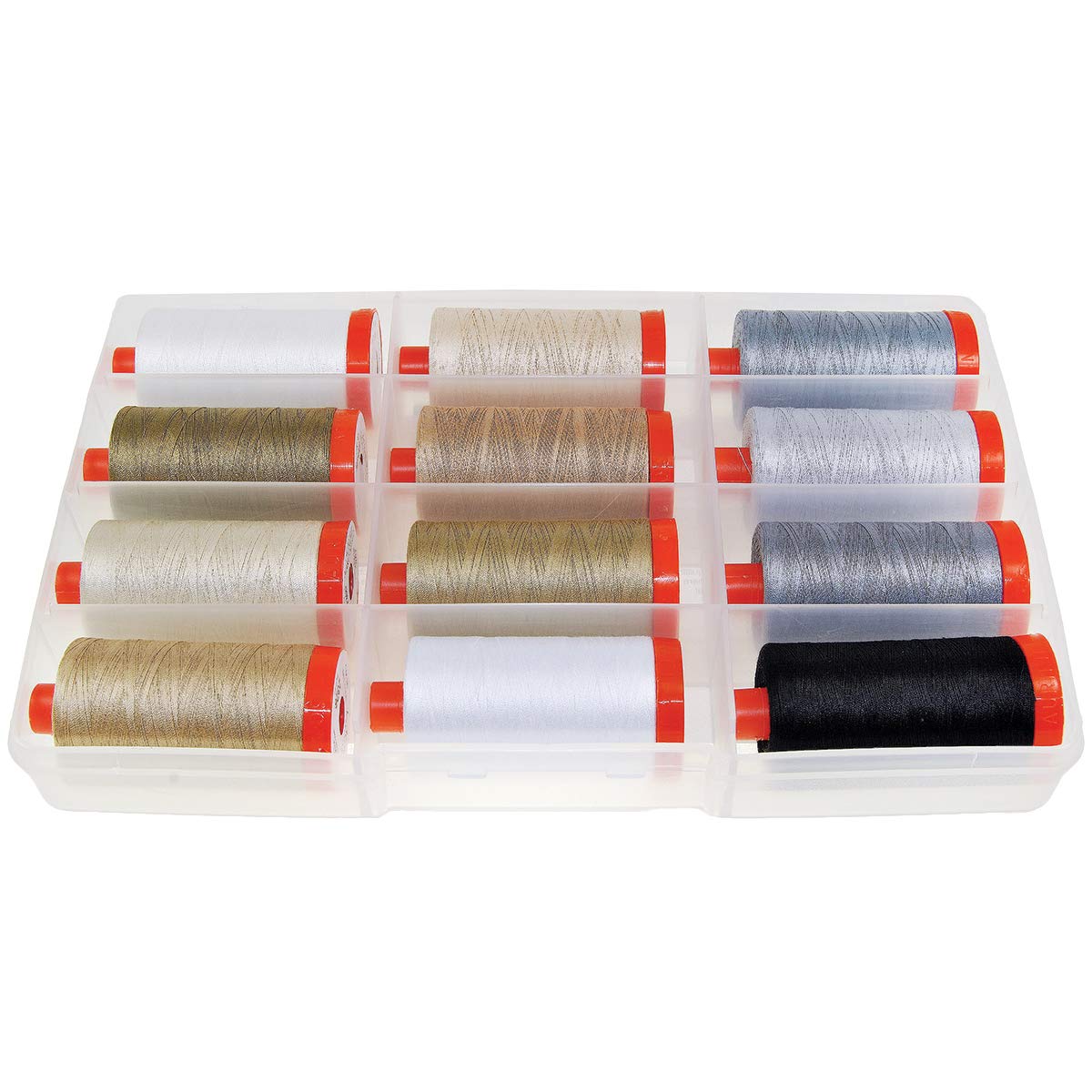 Aurifil 50wt Cotton Thread - THE BASICS COLLECTION by Mark Lipinski (12 Large Spools, 1300m Each) - Perfect for Quilting, Sewing & Embroidery Projects