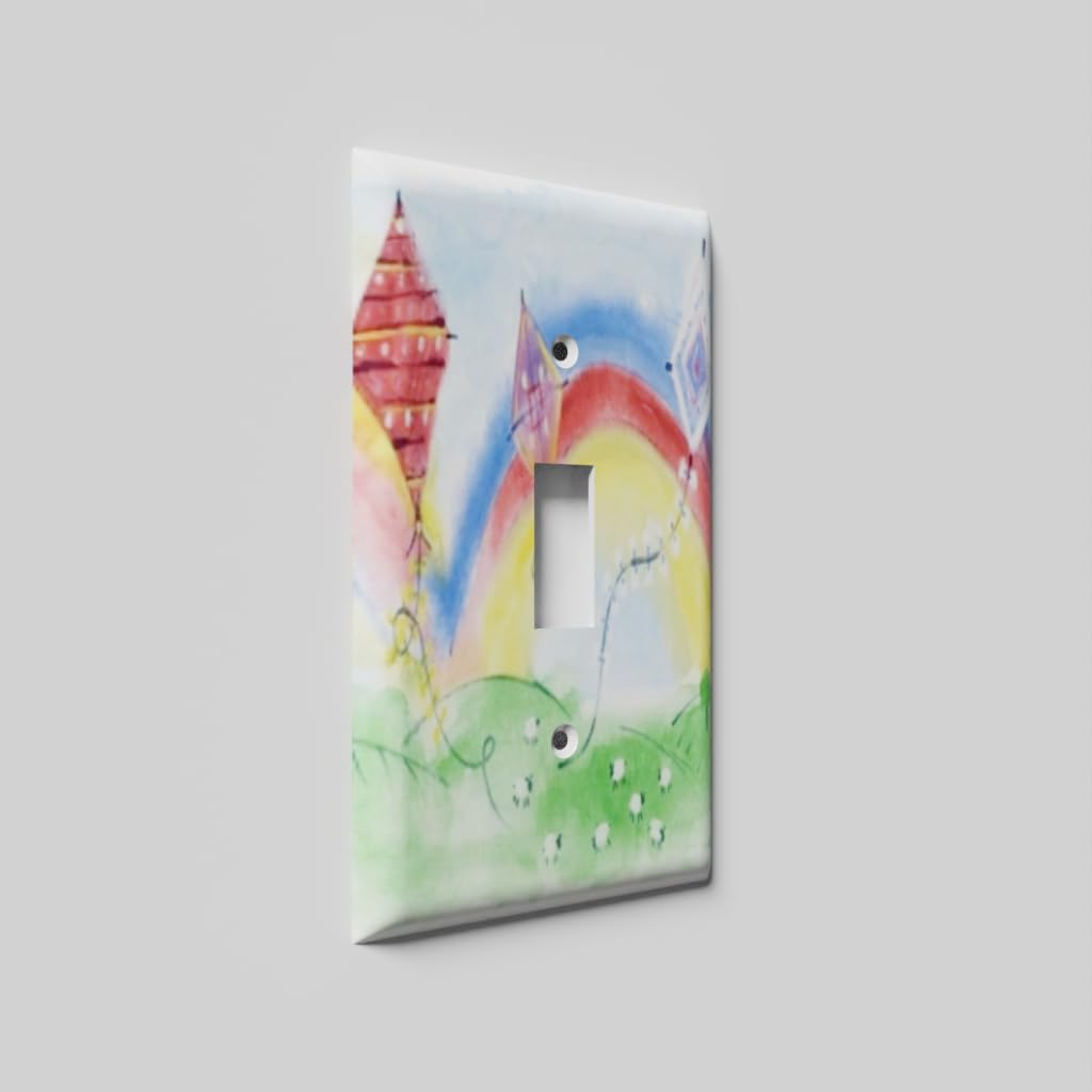 Rainbow Kite Light Switch Cover - Toggle Wall Plate for Kids Room Decor