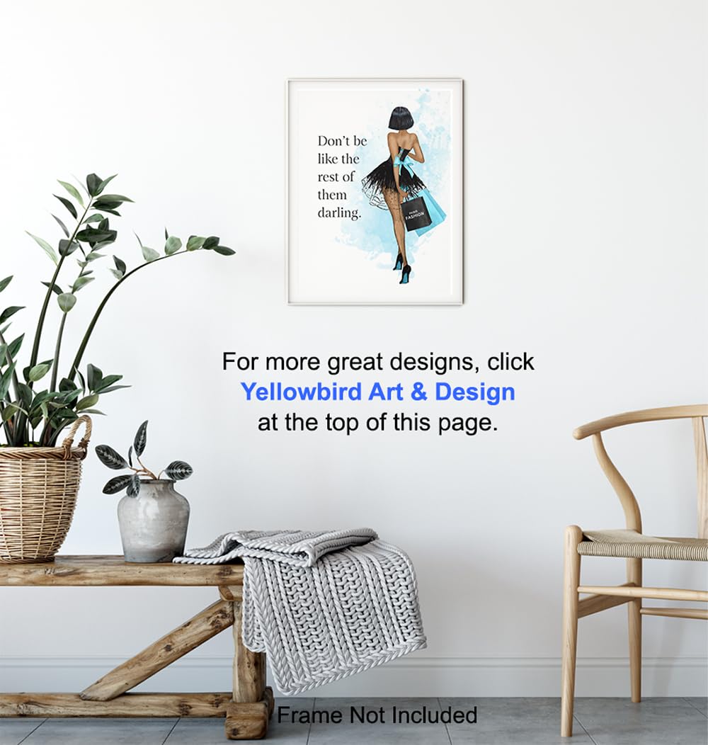 Inspirational Motivational Quote Wall Art - Luxury Gift for Black African American Women & Teens - Glam Wall Decor - Positive Quotes - Blue Home Decor for Bedroom & Living Room - Perfect for Daily Motivation & Stylish Interior Design