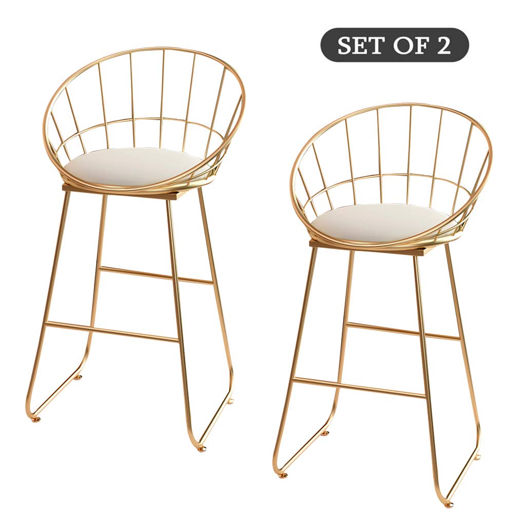 Set of 2 Velvet Upholstered Bar Stools with Metal Footrest - 200kg Weight Capacity - Perfect for Kitchen Breakfast Bars, Counter Dining & Home Decor