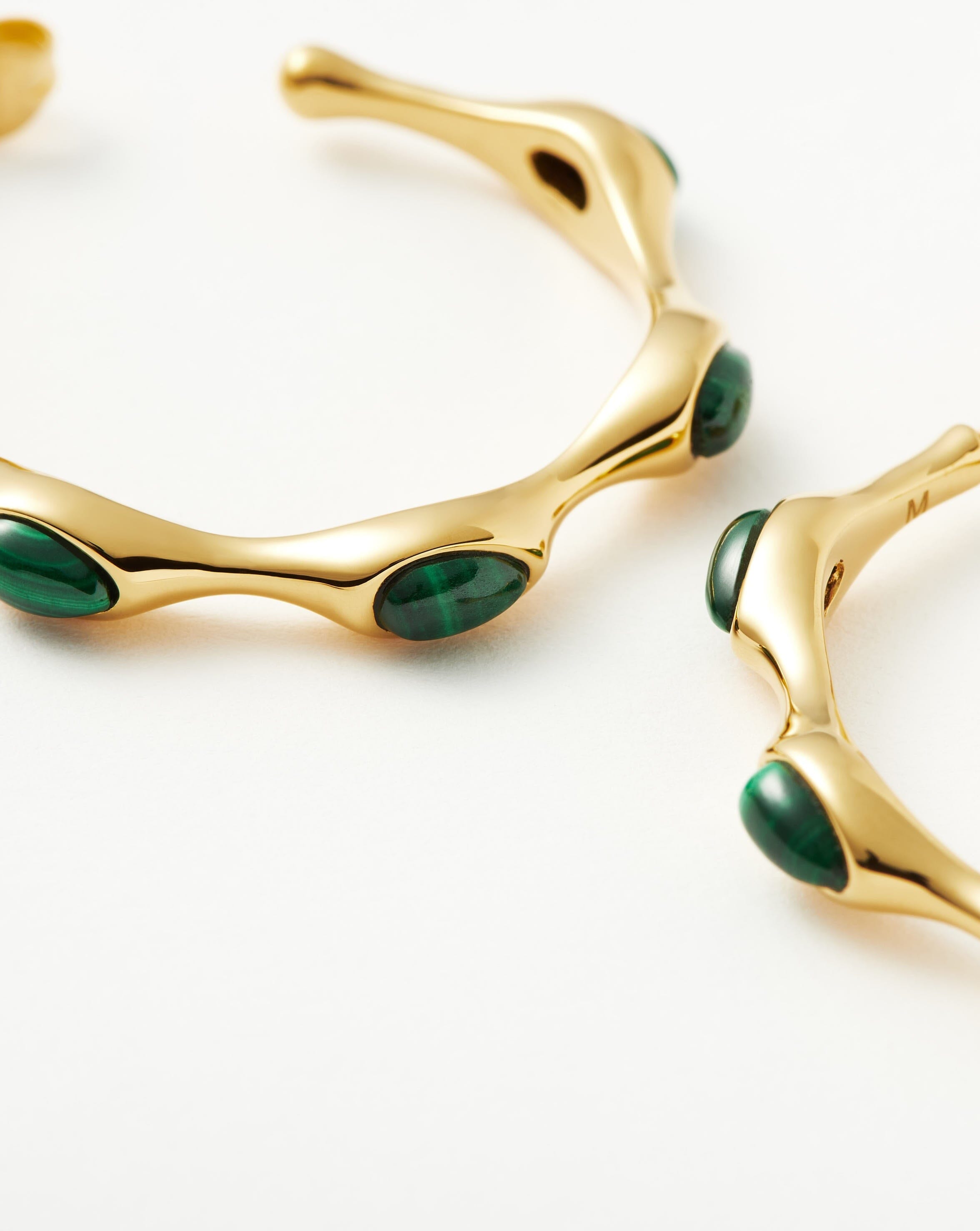 Magma Gemstone Medium Hoop Earrings - 18k Recycled Gold Plated Brass Jewelry for Women | Elegant Dangle Earrings for Party, Wedding & Everyday Wear