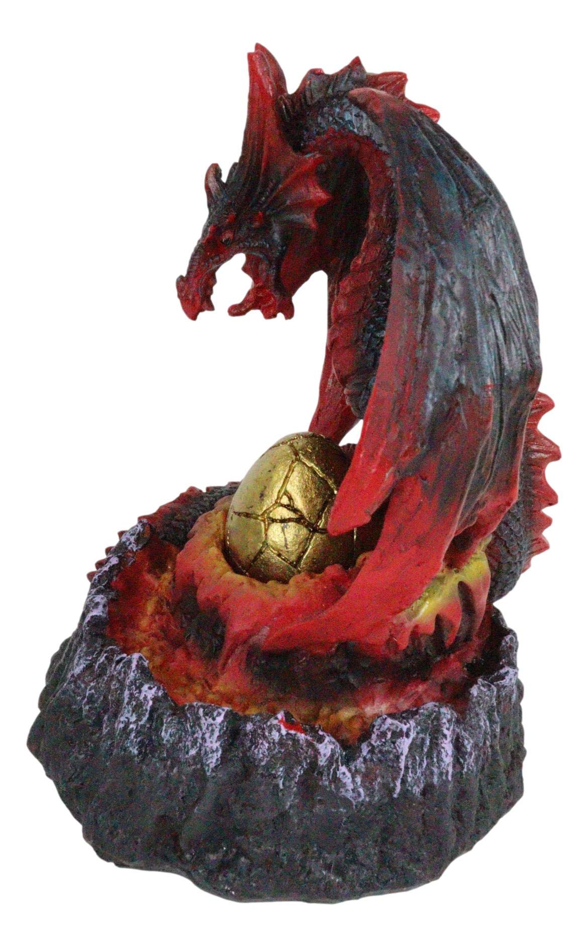 Ebros Hell Fire Pit Inferno Volcano Dragon Mother LED Night Light Egg Figurine - D&D Fantasy Decor, Collectible Sculpture for Home, Gaming Room & Outdoor Party Decorations