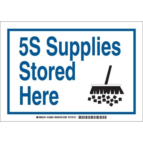 Brady 122285 5-S Supplies Here Sign - Pack of 15 (Workplace Organization, Lean Manufacturing, Warehouse Safety Labels)