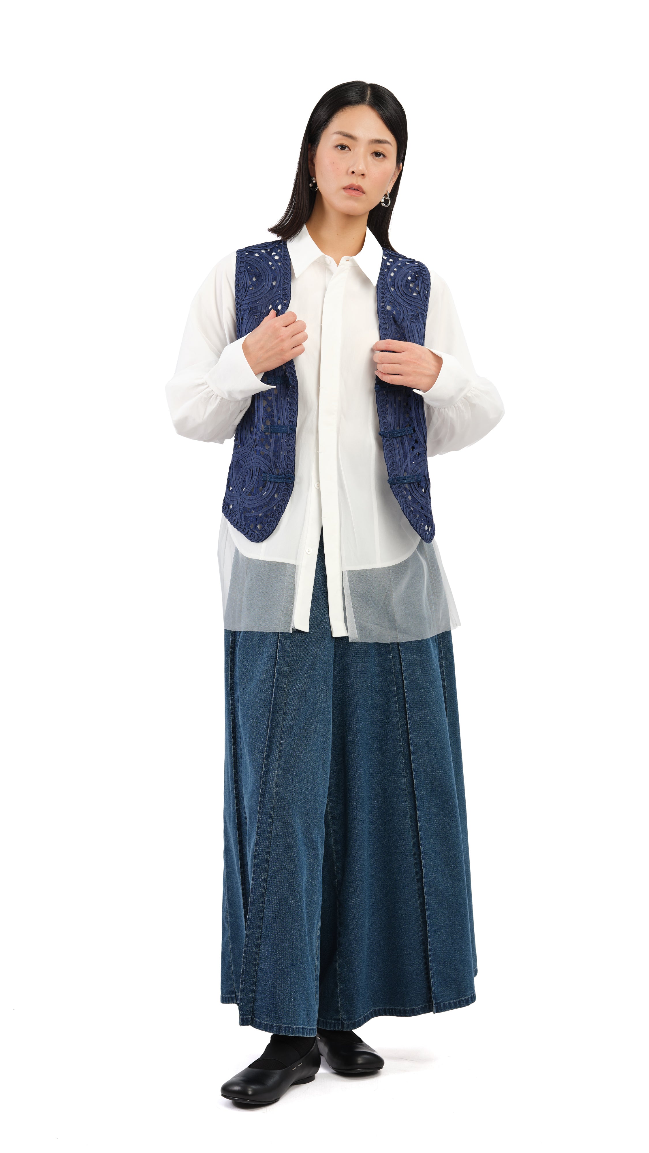 Indigo Cord Embroidery Vest for Women - Stylish Denim Jacket with Handmade Embroidery Details | Perfect for Casual Outfits, Boho Fashion & Festival Wear