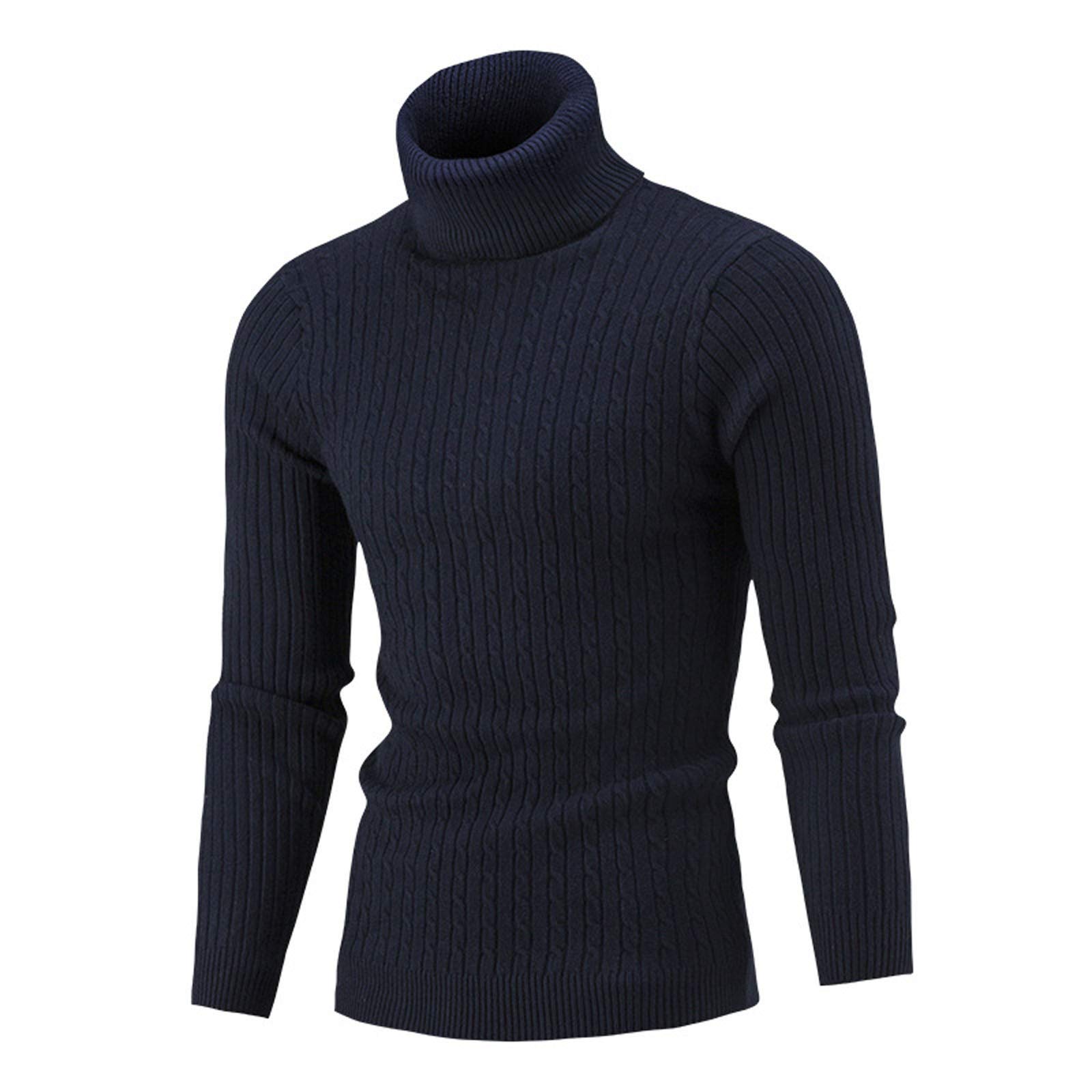 Men's Long Sleeve Cotton Sweater - Autumn Winter Casual Pullover Top, Solid Color Formal Shirt for Office, Dating & Outdoor Activities