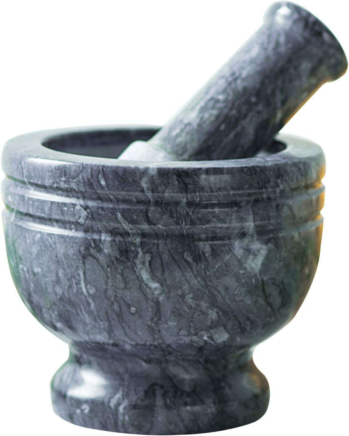 Premium 6-inch Marble Mortar and Pestle Set - Stone Spice Grinder & Guacamole Bowl for Kitchen - Perfect for Vanilla, Applesauce, Pesto, Salsa - Ideal for Home Cooking, Herb Grinding & Food Preparation