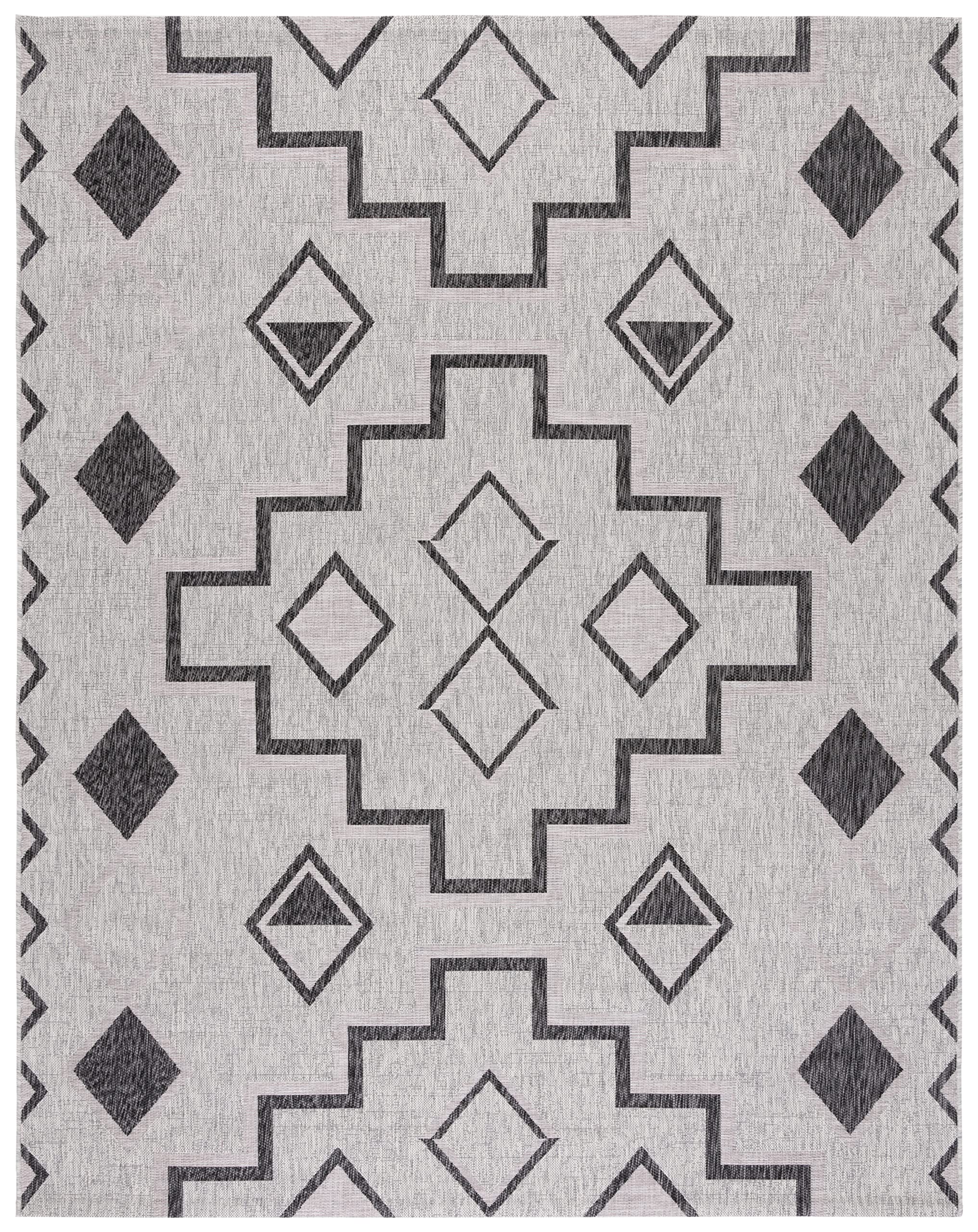 SAFAVIEH Courtyard Collection 8' x 10' Grey/Black Indoor Outdoor Waterproof Rug - Easy to Clean, Stain Resistant for Patio, Backyard, Mudroom, Porch & Deck (Model CY8533)