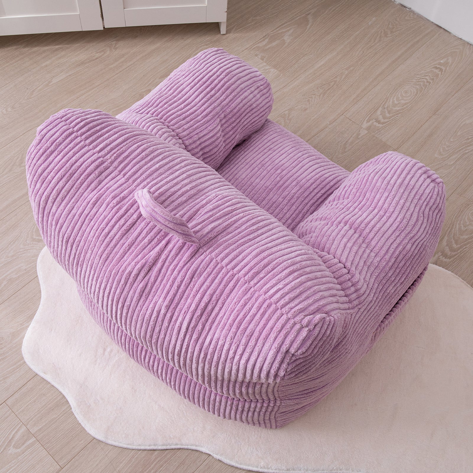 MAXYOYO Kids Bean Bag Chair - Soft Corduroy Bean Bag Couch with Armrests for Children's Room, Playroom & Bedroom - Comfortable Seating for Reading, Gaming & Relaxing (Purple)