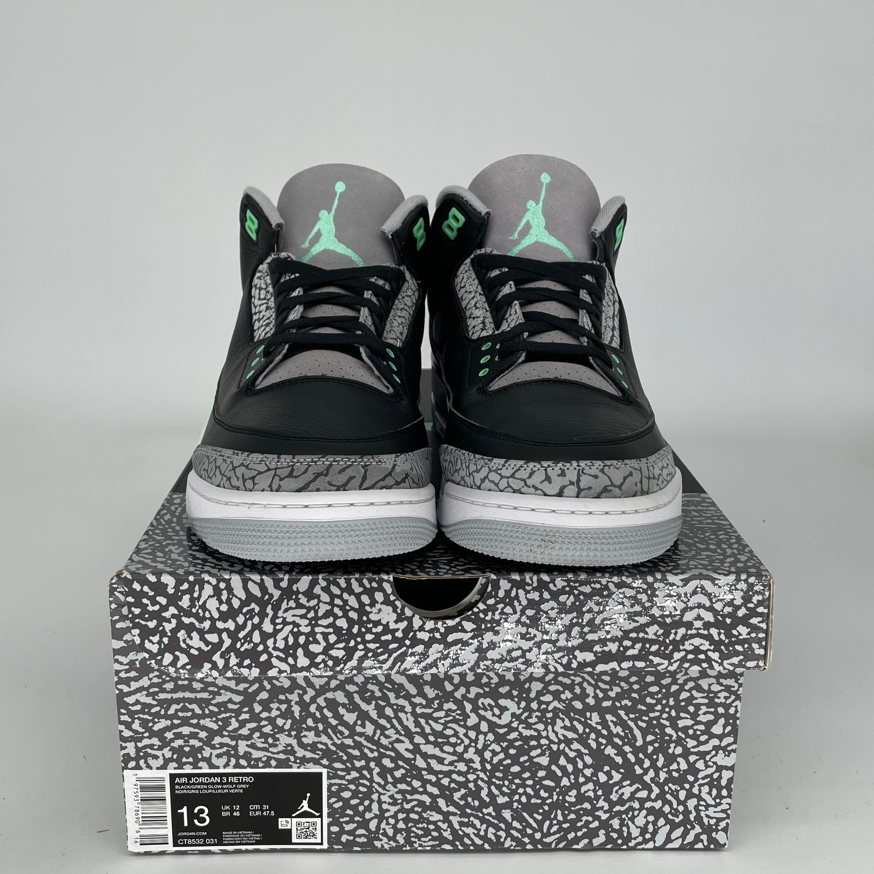 AIR JORDAN 3 Retro Green Glow Men's Basketball Shoes Size 13 (CT8532-031) - Perfect for Streetwear & Court Performance