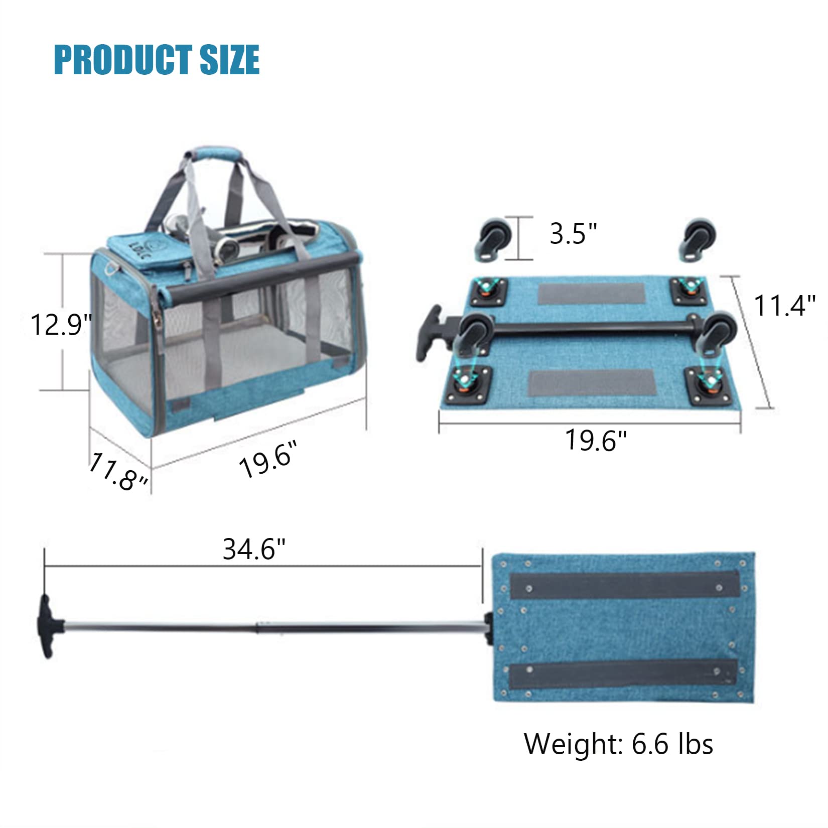 Premium Pet Stroller for Cats & Small Dogs - Detachable Base, Adjustable Handle, Foldable & Breathable Pet Carrier with Wheels - Ideal for Travel, Vet Visits & Outdoor Walks (Blue, Model P719)
