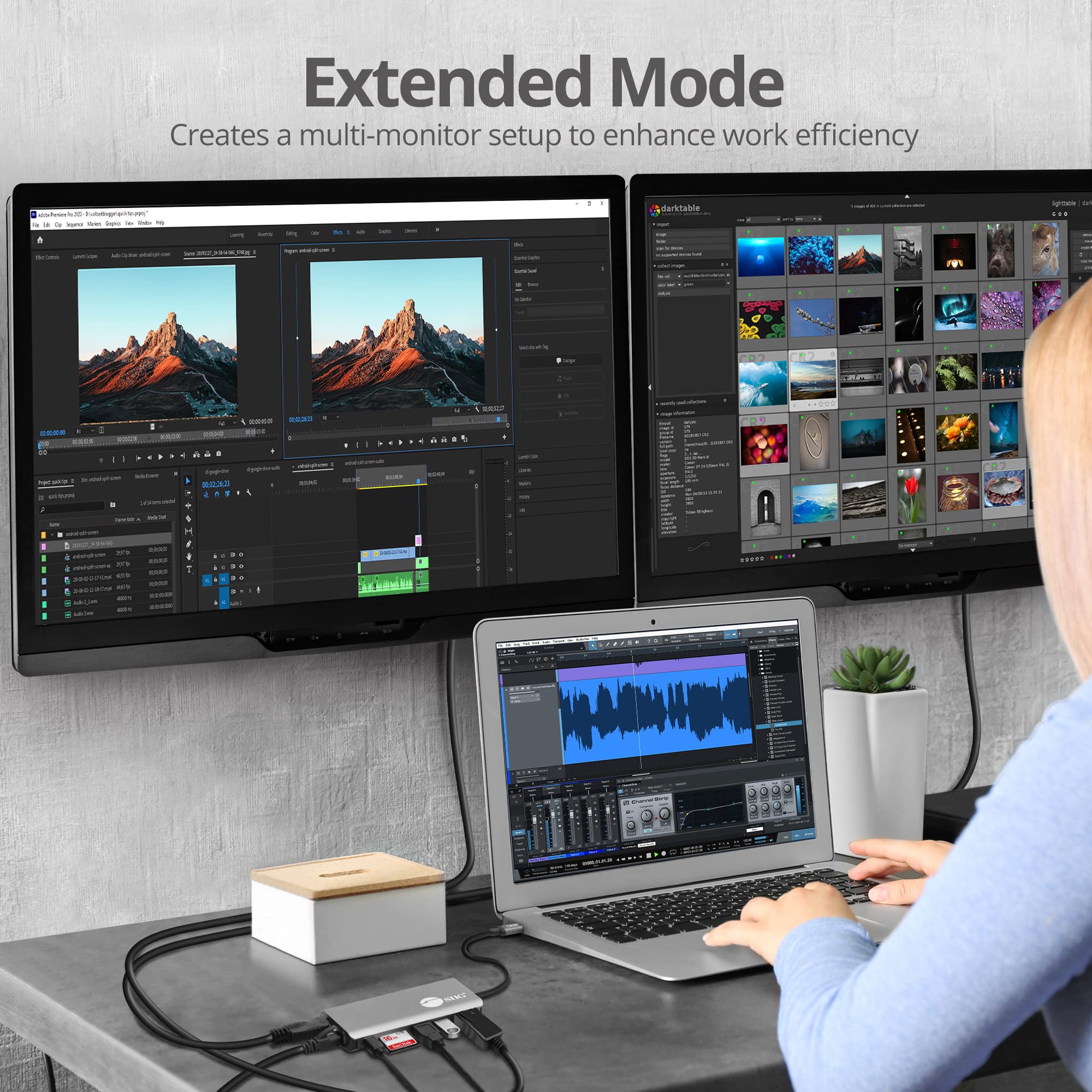 SIIG USB-C MST Hub with 4K@30Hz HDMI/DisplayPort, Dual 1080p Display, 100W PD Charging, Gigabit Ethernet, USB-C & 2x USB 3.1 Gen1 Ports, SD Card Reader - Perfect for MacBook Pro/Air, Dell XPS, Surface Pro & Multi-Monitor Workstations (JU-DK0F11-S1)