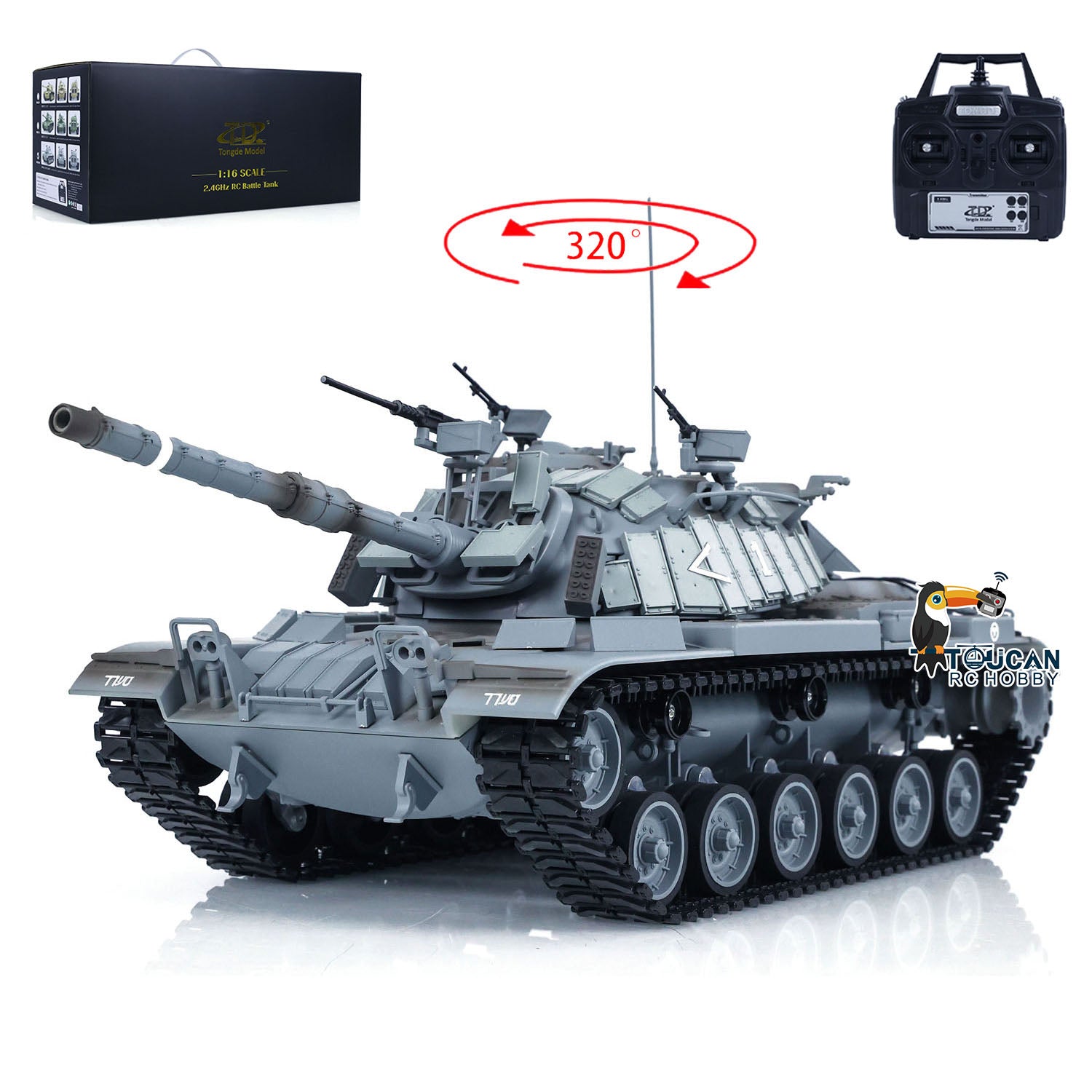 1/16 Scale Tongde Israel RC Panzer Military Model - Remote Controlled Infrared Battle Tank M60W with ERA BB Shooting System | US Stock | Perfect for Military Enthusiasts, Collectors & Outdoor RC Battles