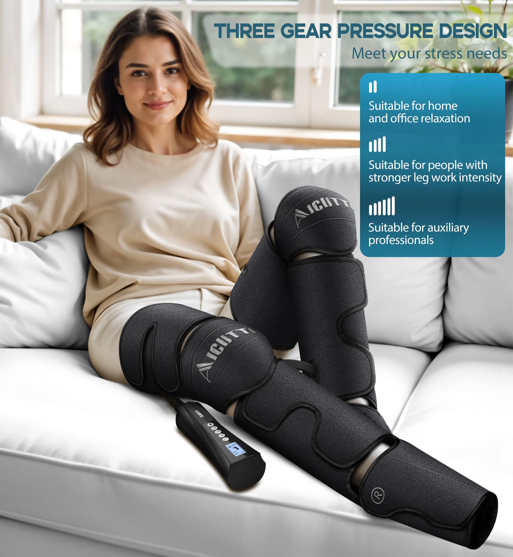 Best Air Compression Foot and Leg Massager with Heat - Perfect Christmas, Birthday, Mother's Day & Father's Day Gift for Women & Men - Relieves Swelling, Edema & Pain - Ideal for Home, Office & Post-Workout Recovery